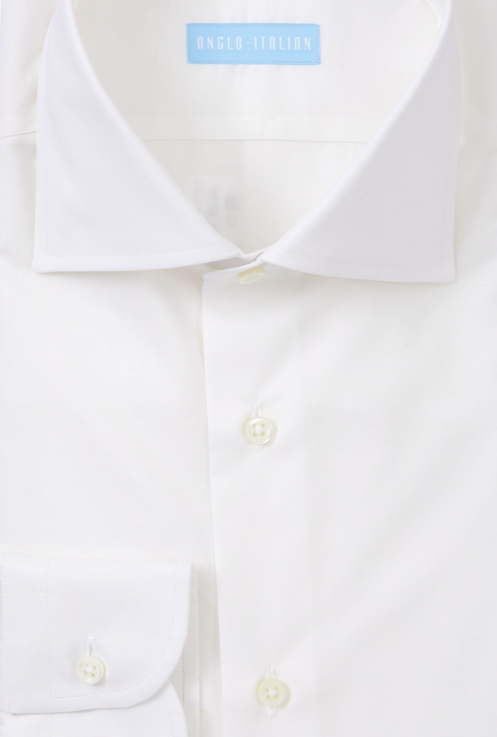 Spread Collar Shirt Zephyr Cotton-Linen White