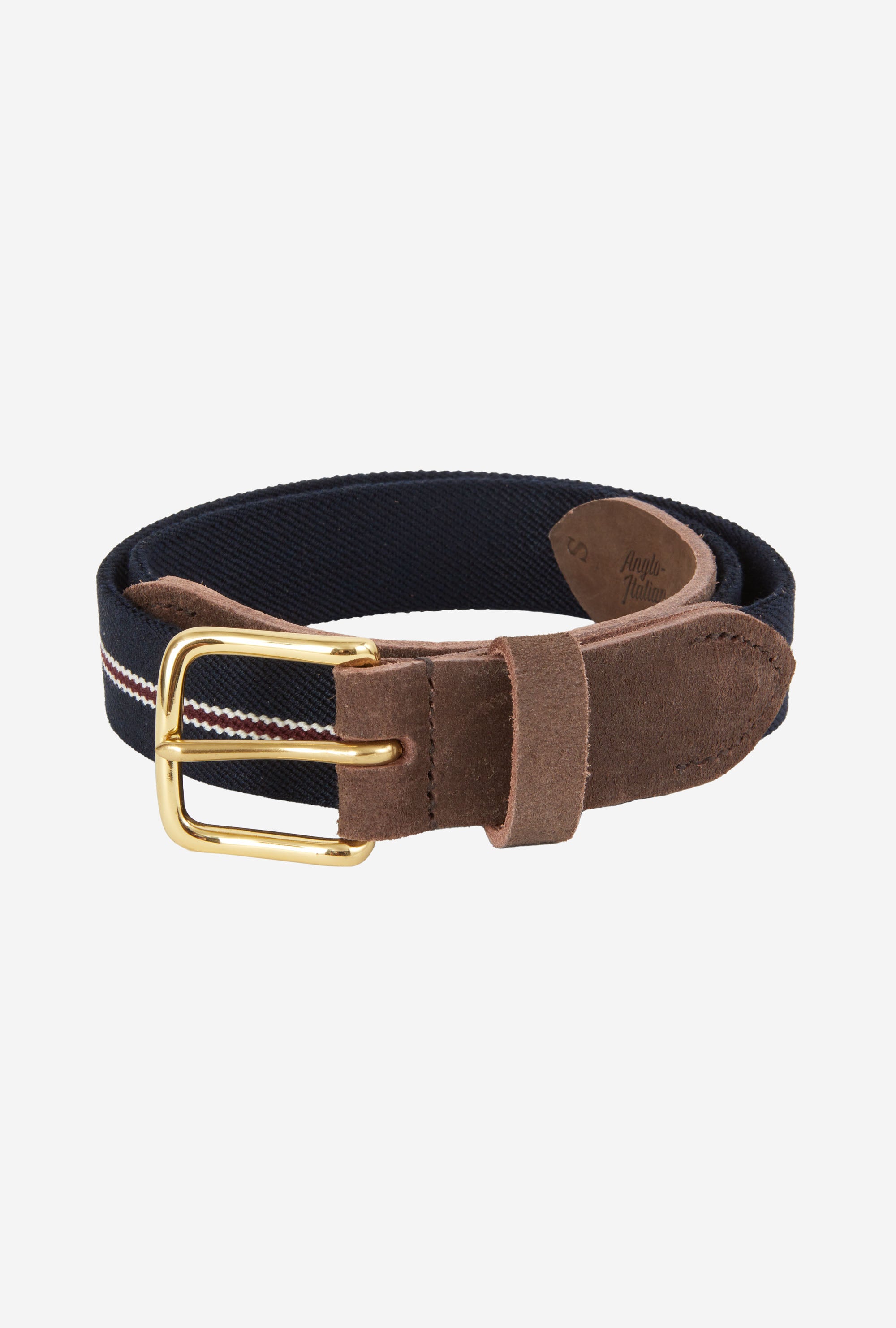 Webbed Belt Canvas Suede Navy Red Multi Stripe