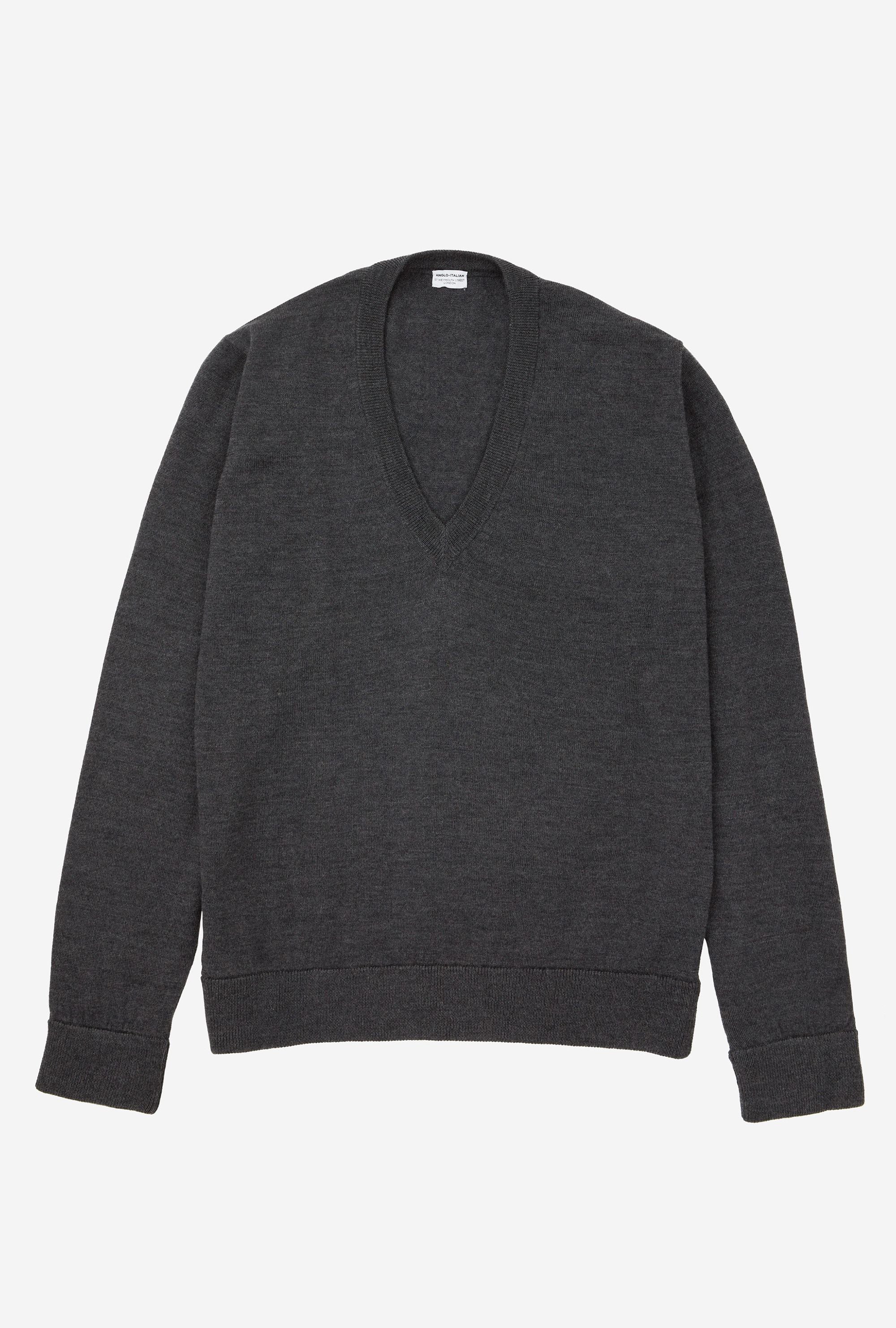 V-Neck Merino Wool Charcoal