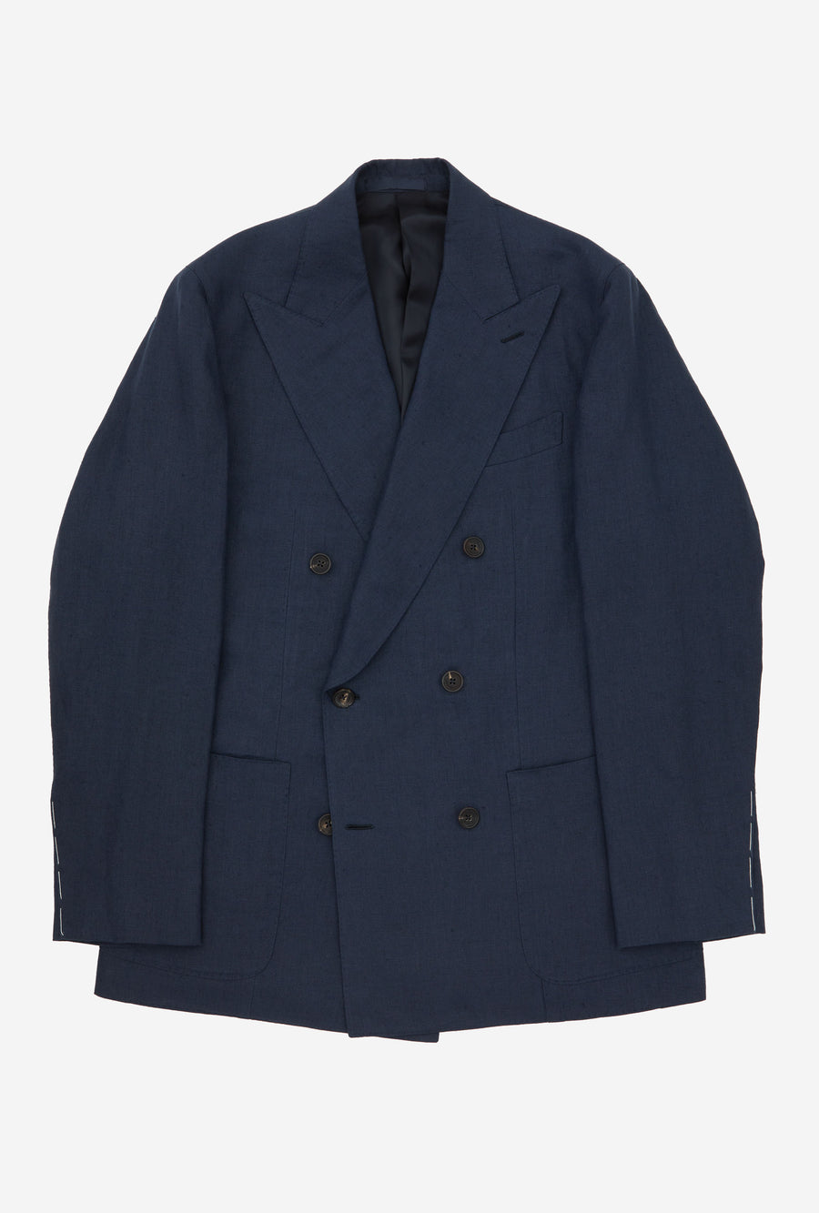 Suit Double Breasted Washed Linen Navy