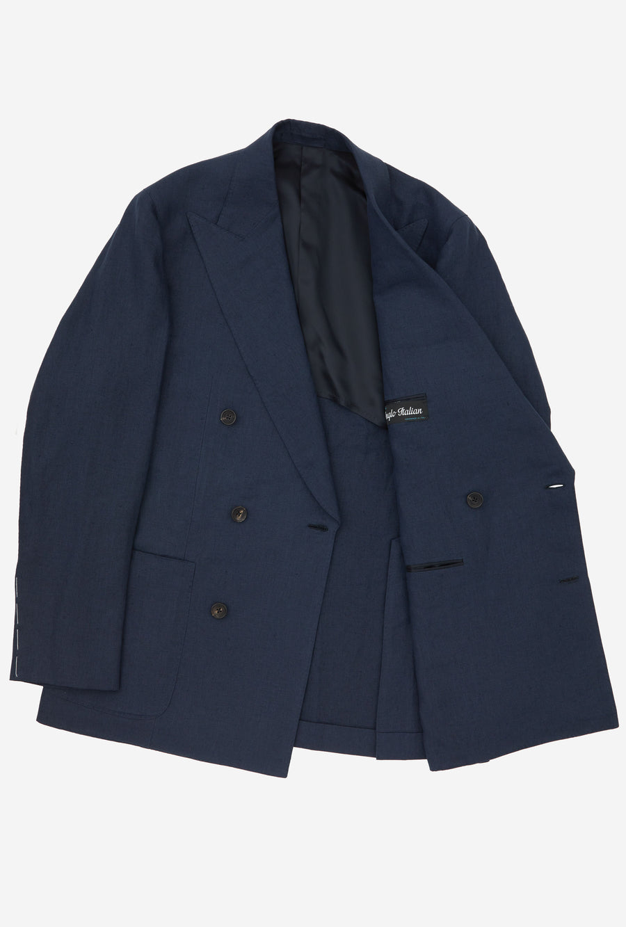 Suit Double Breasted Washed Linen Navy