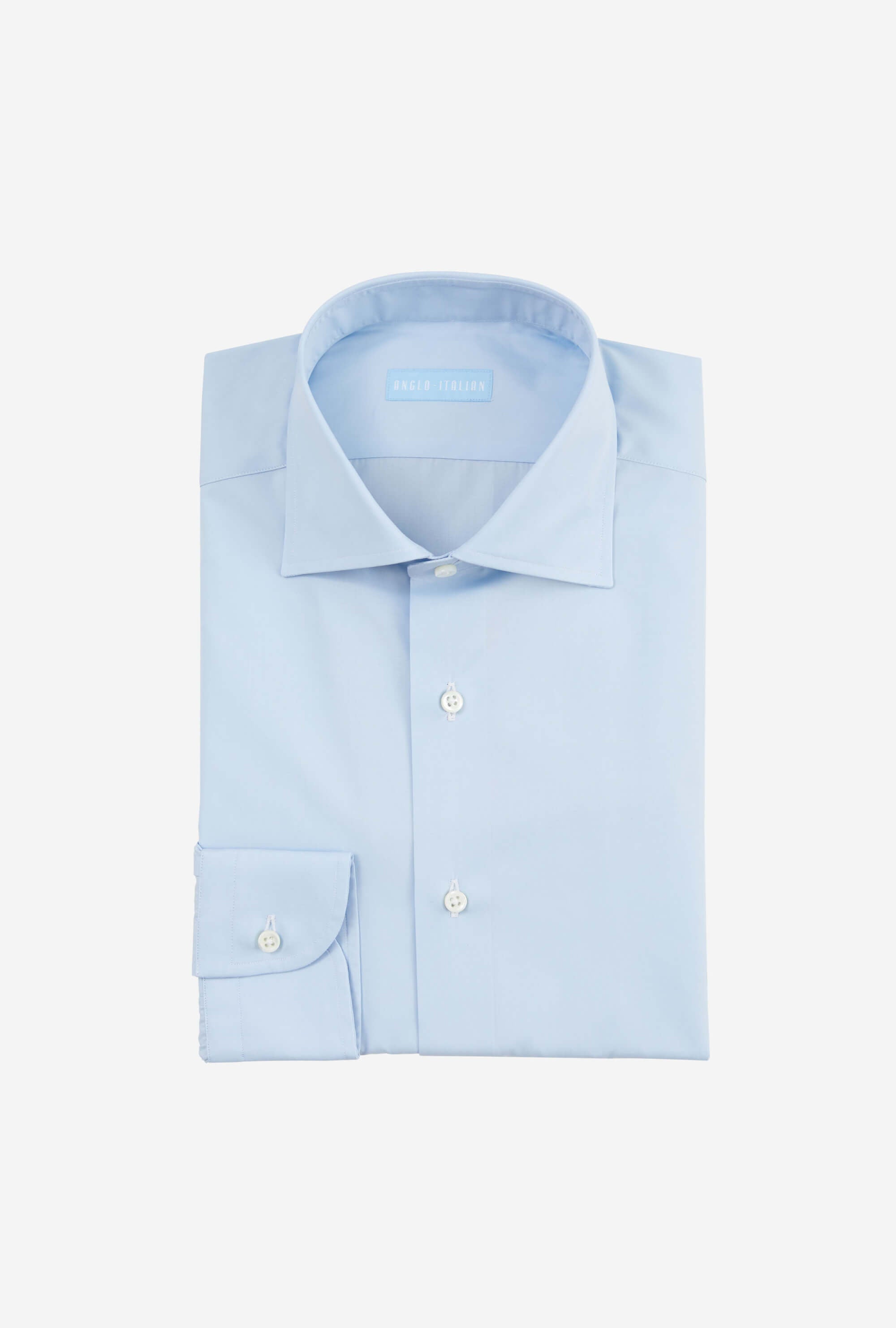 Spread Collar Shirt Cotton Sky Blue