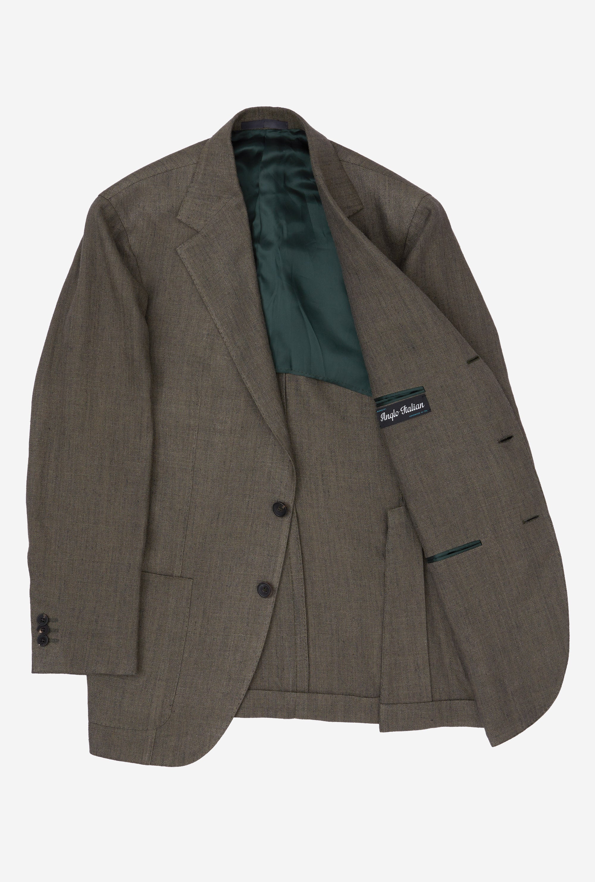 Sport Jacket Single Breasted Olive Herringbone