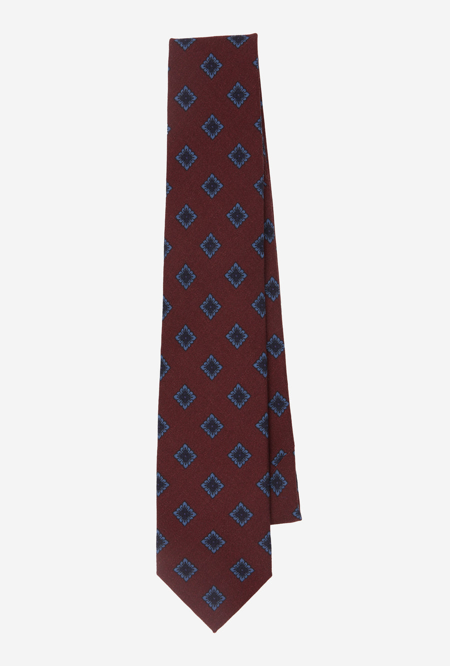 Wool Tie Challis Red Blue Navy