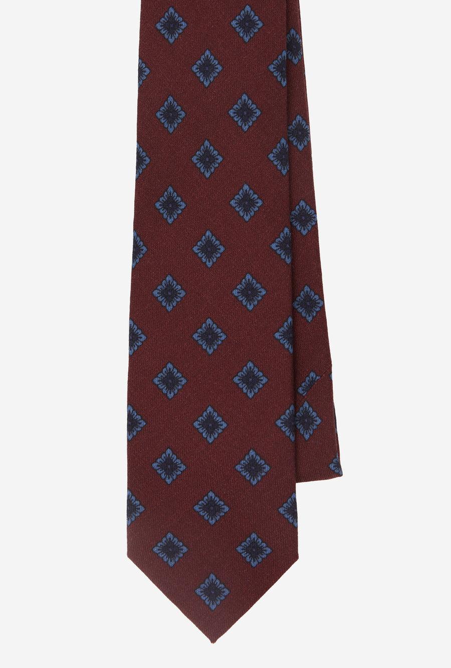 Wool Tie Challis Red Blue Navy