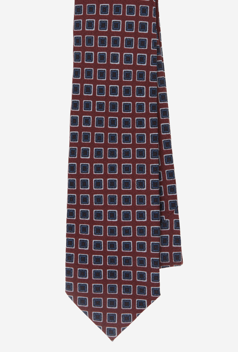 Wool Tie Geometric Red Blue Navy
