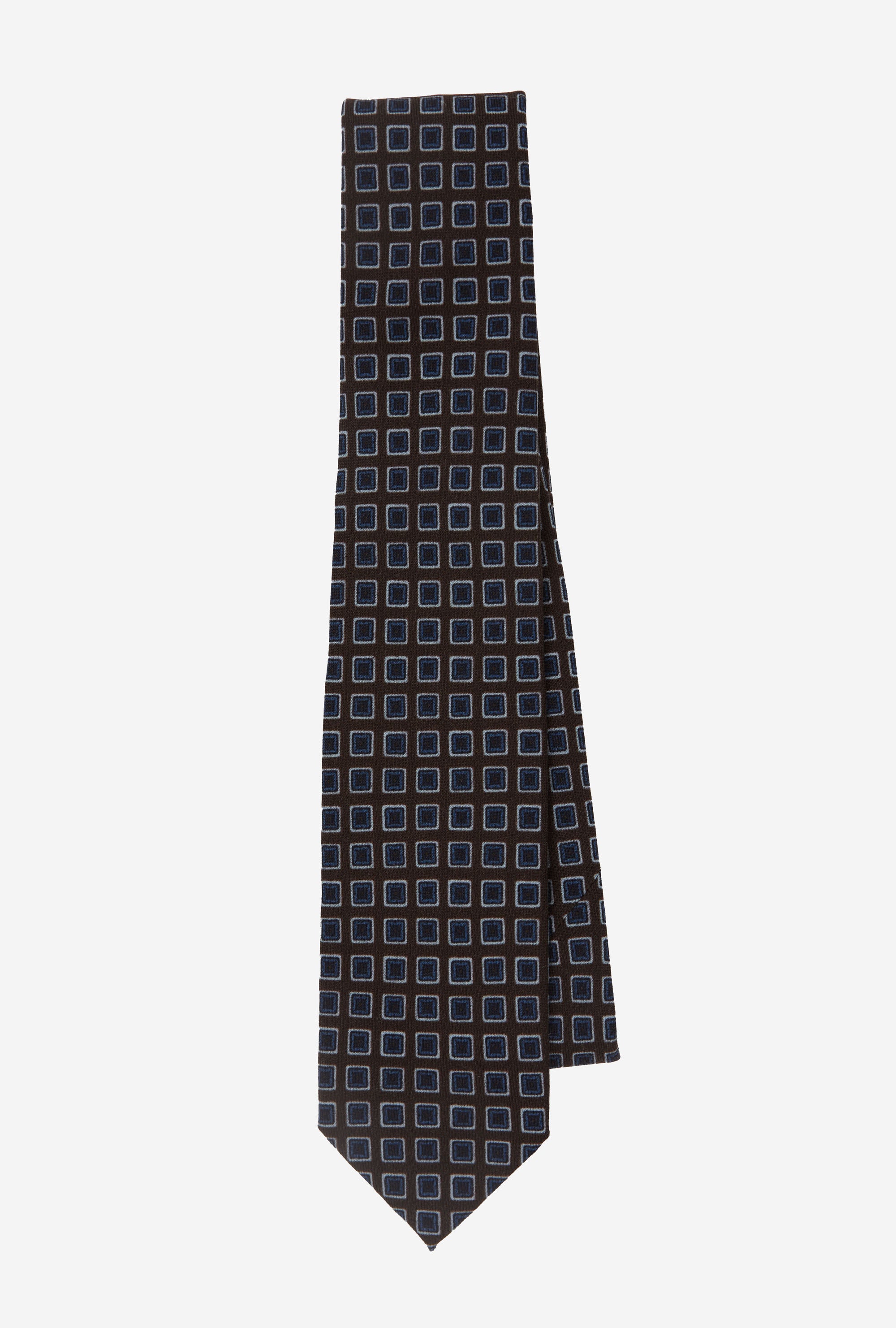 Wool Tie Geometric Brown Blue Sky