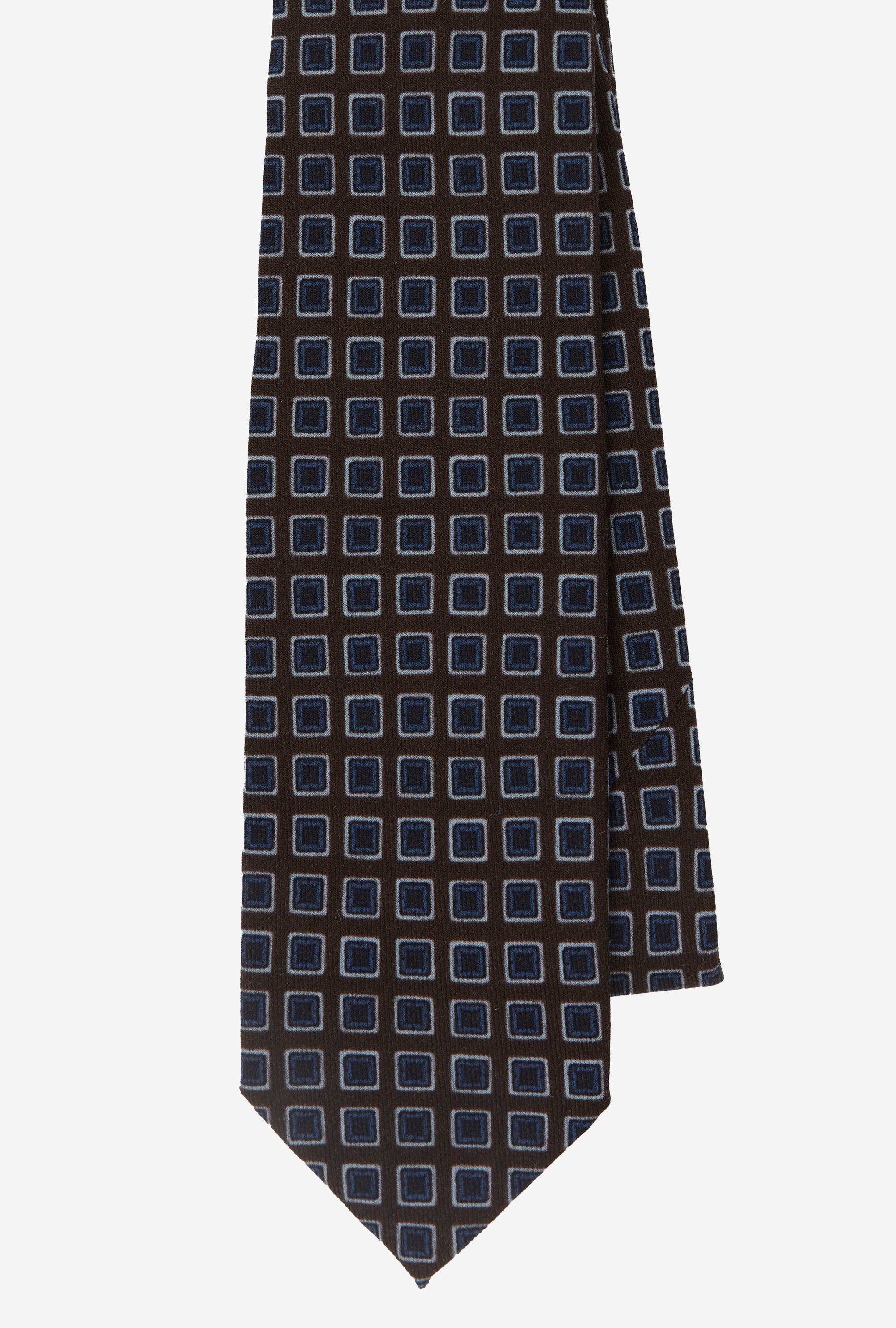 Wool Tie Geometric Brown Blue Sky