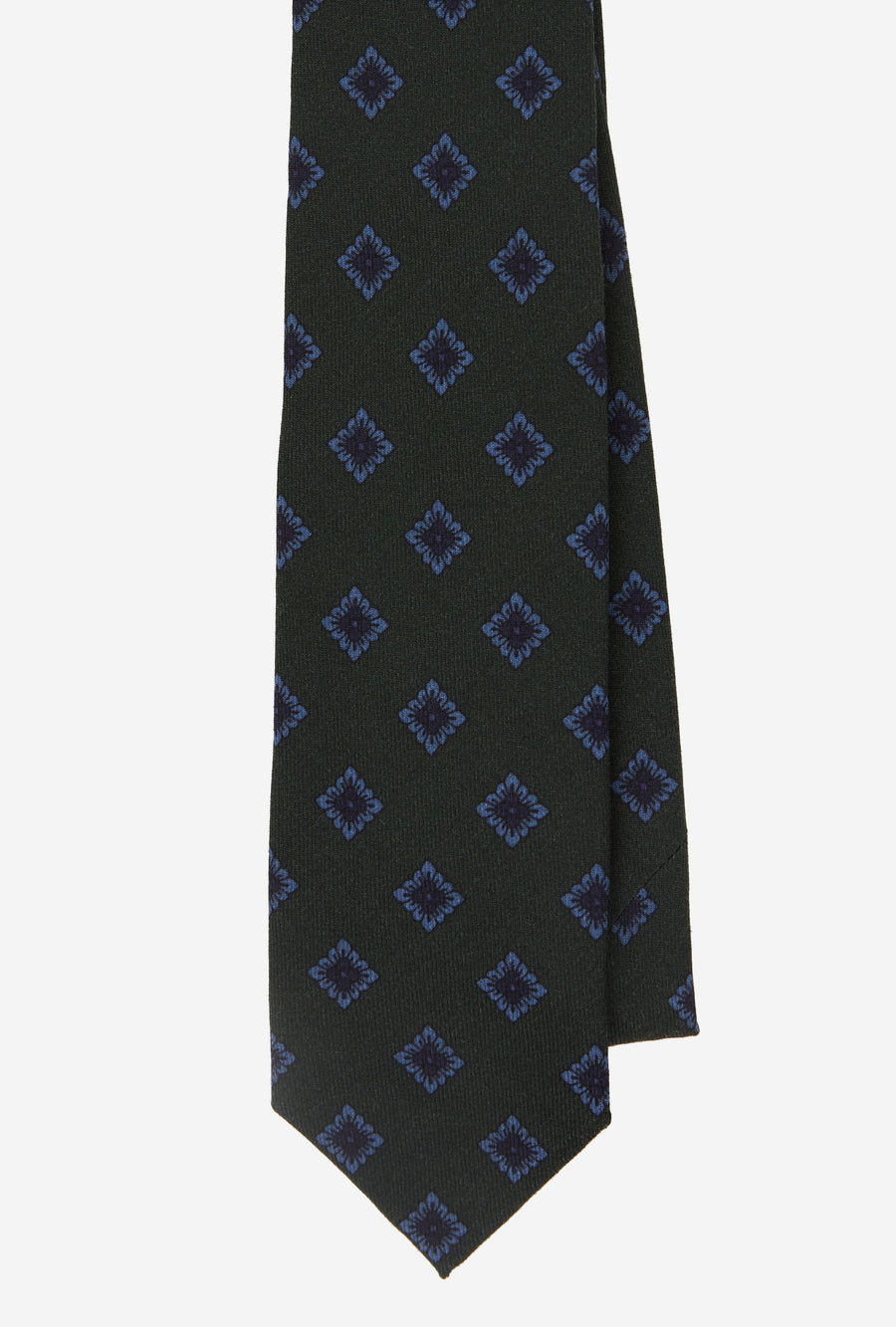 Wool Tie Challis Forest Blue Navy