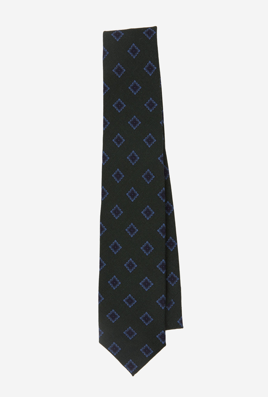 Wool Tie Challis Forest Blue Navy
