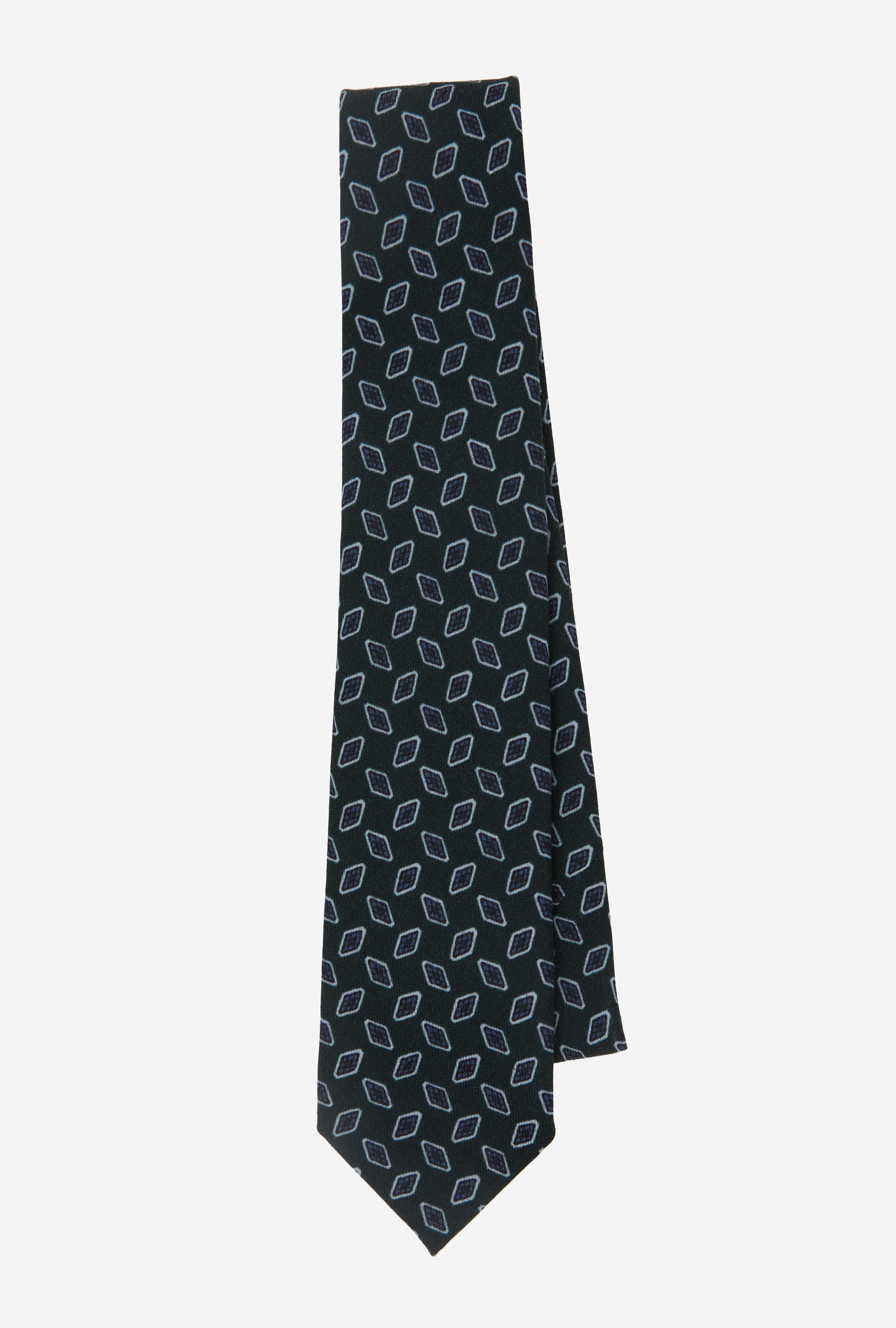 Wool Tie Rhomboid Forest Blue Sky