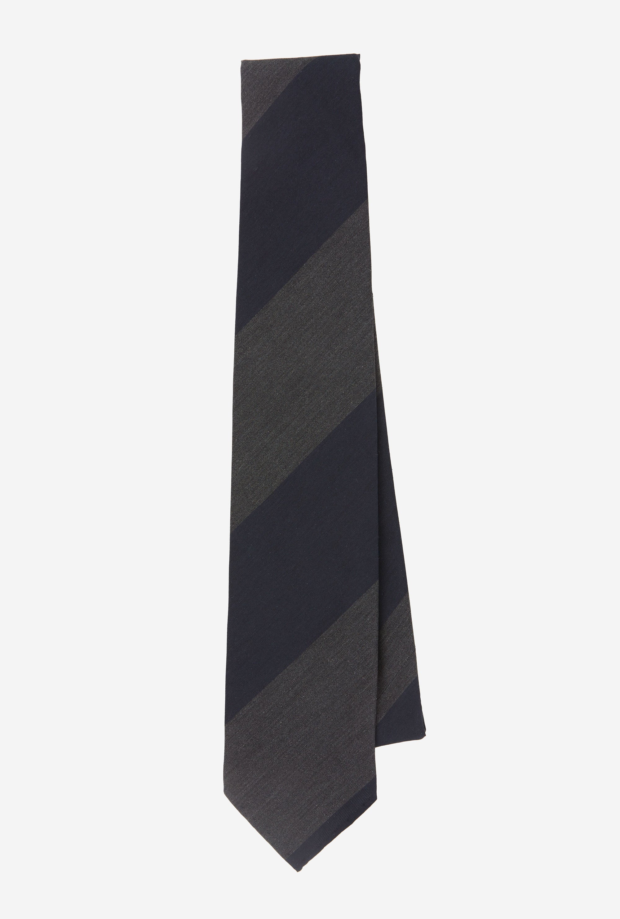 Dry Silk Tie Grey Navy Block Stripe