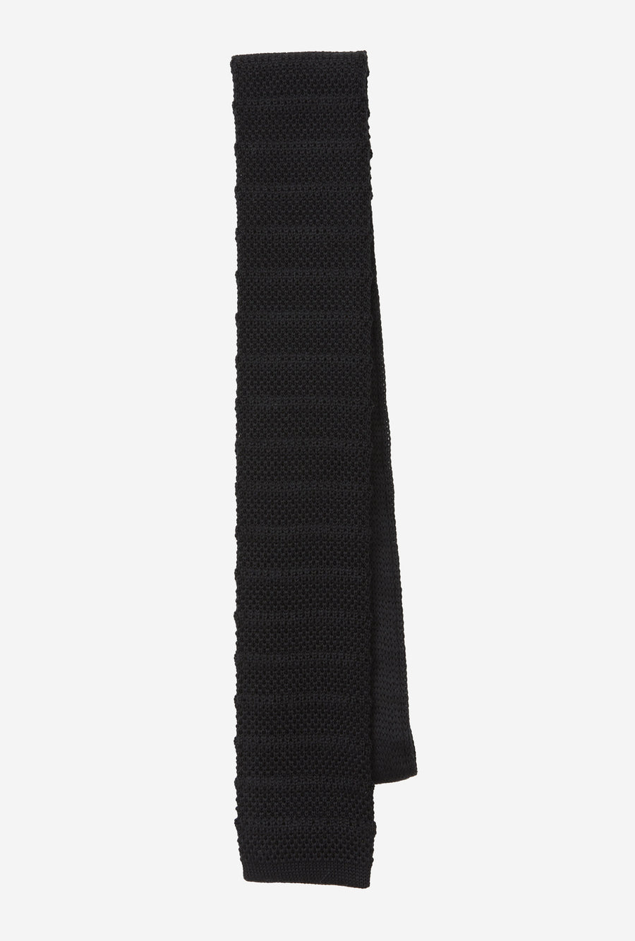 Knit Tie Wool Stripe Black