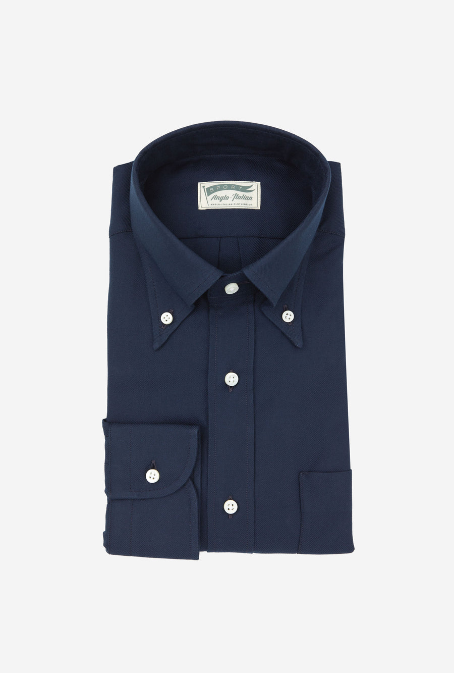 Button Down Sport Shirt Brushed Twill Navy