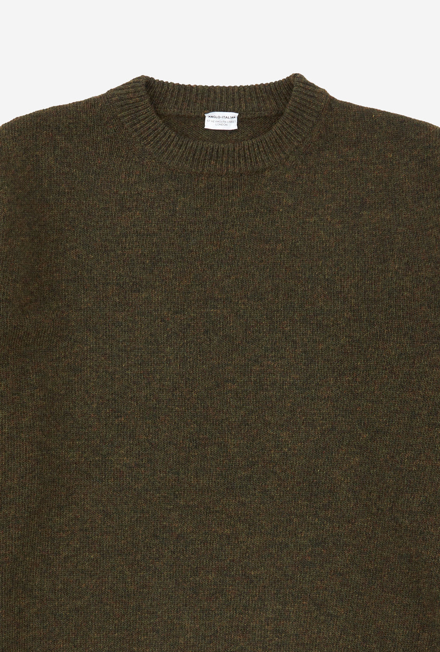Crewneck Lambswool Shetland Blend Green Melange