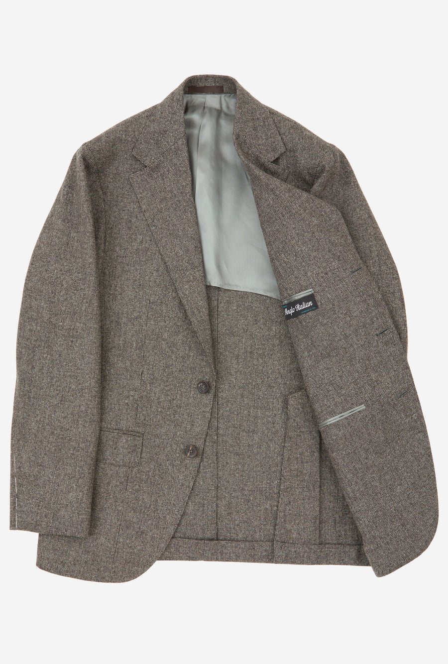 Suit Single Breasted Taupe Nailhead Flannel