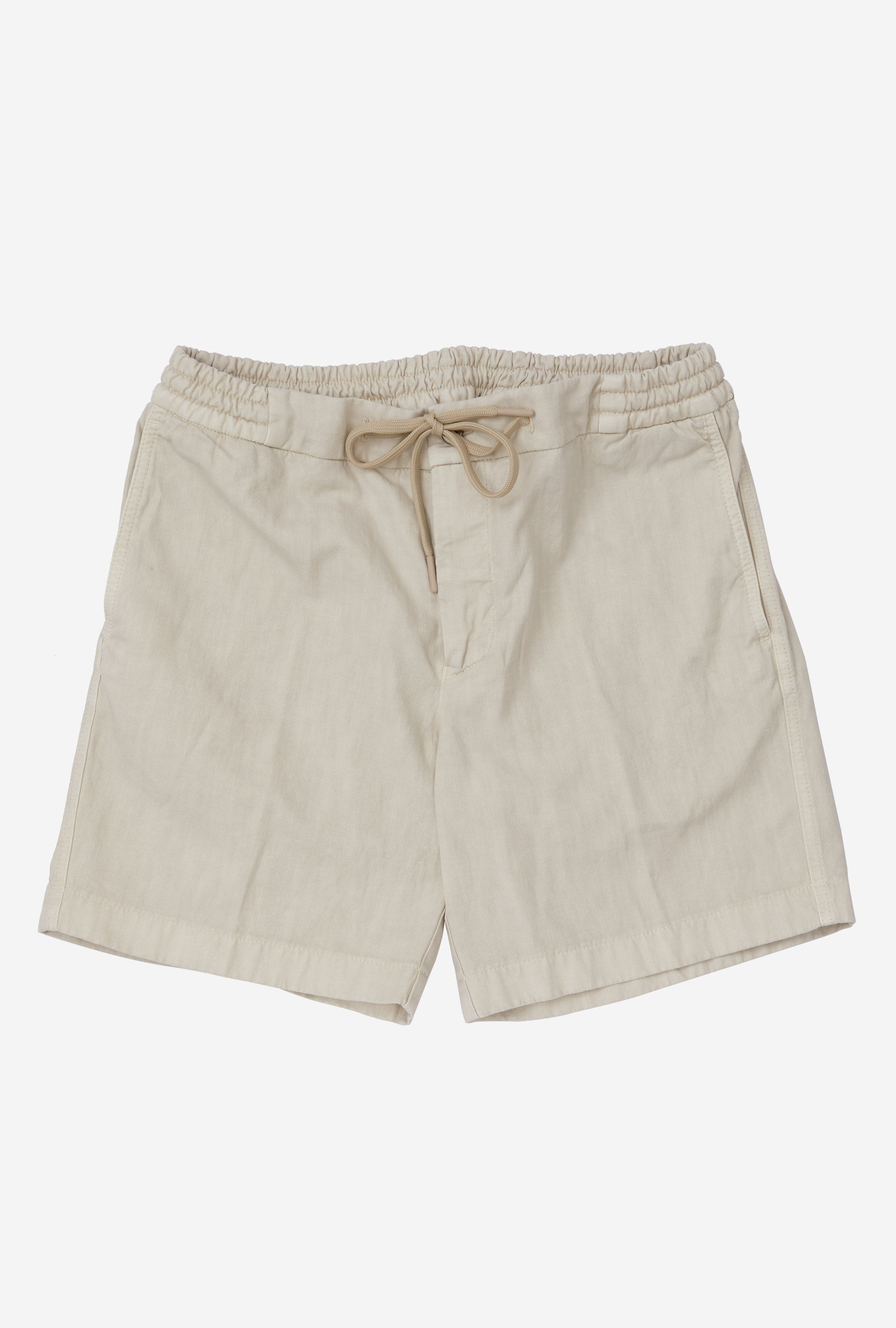 Garment Washed Cotton-Linen Shorts Sand