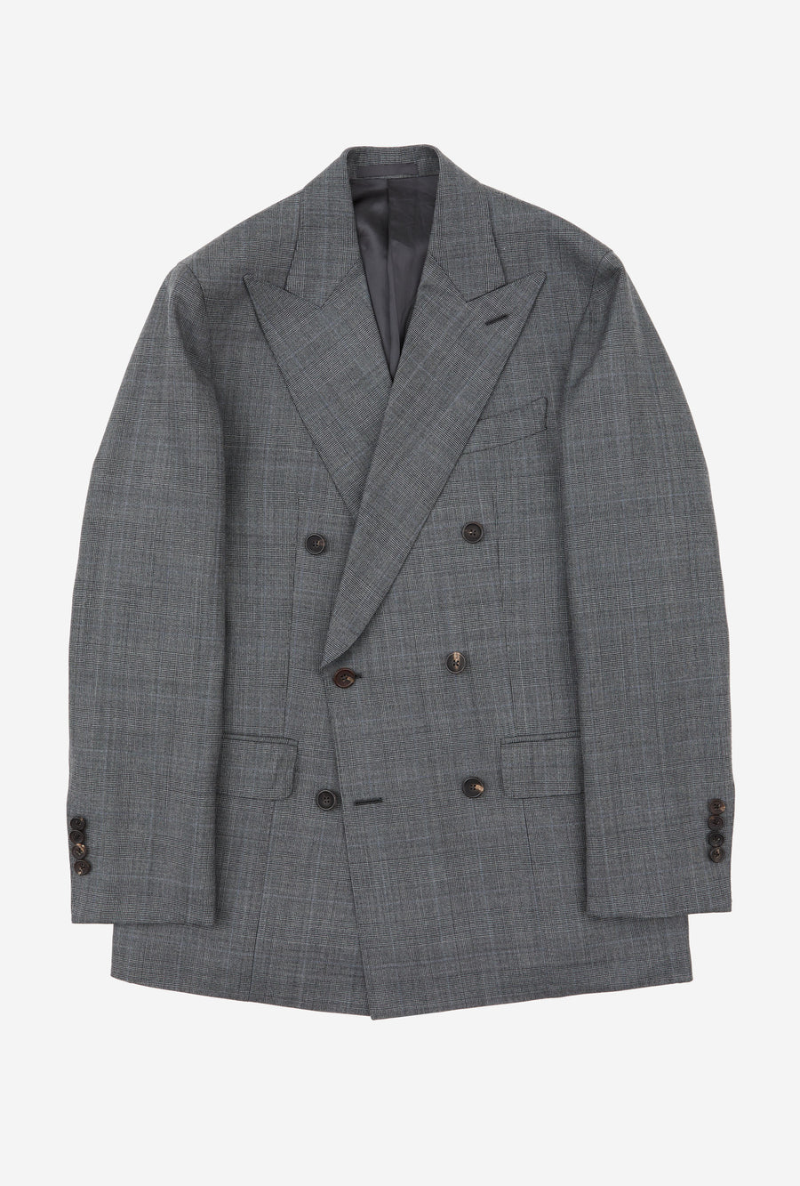 Suit Double Breasted Grey Glen Plaid Sky Overcheck