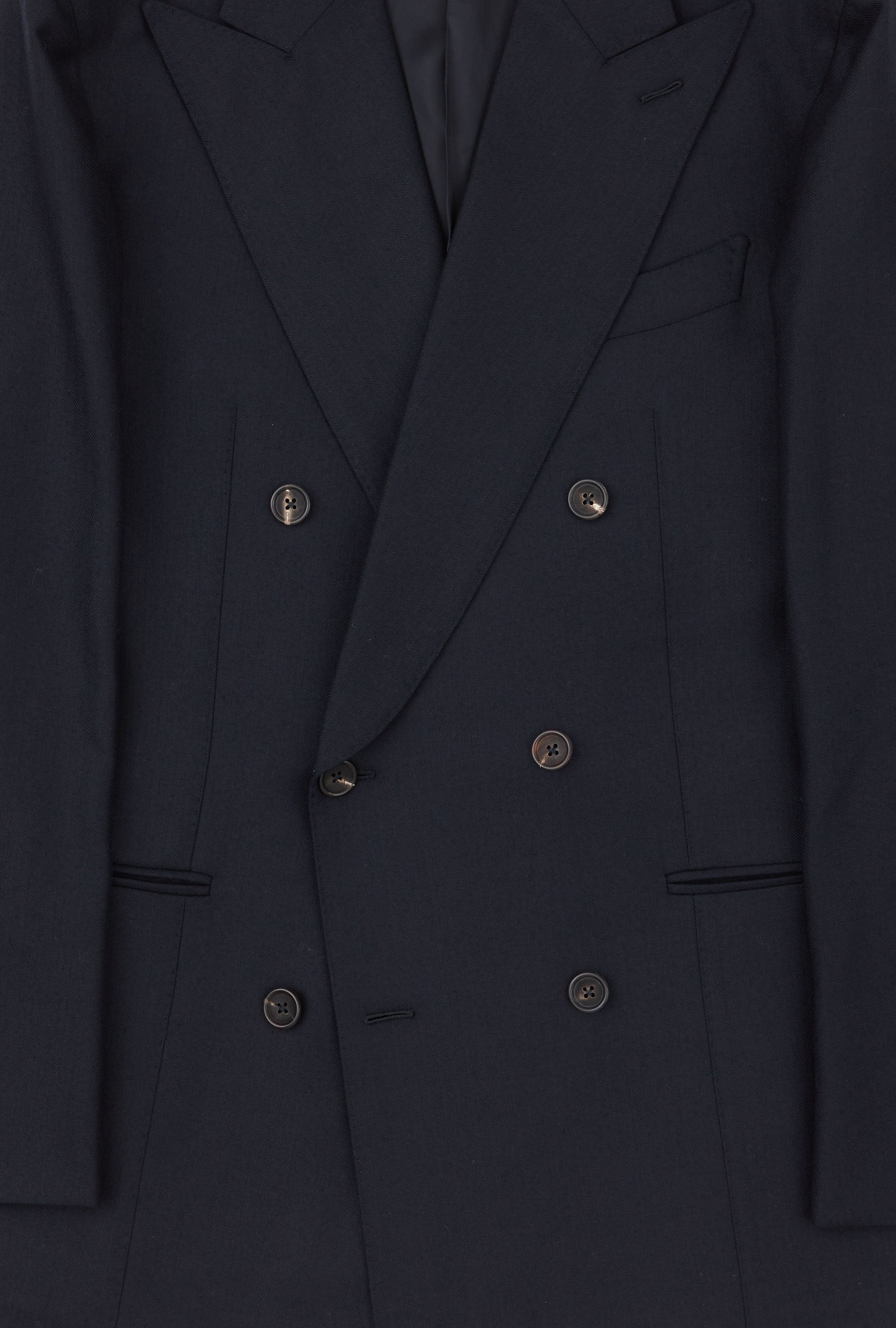 Suit Double Breasted Navy Wool Herringbone
