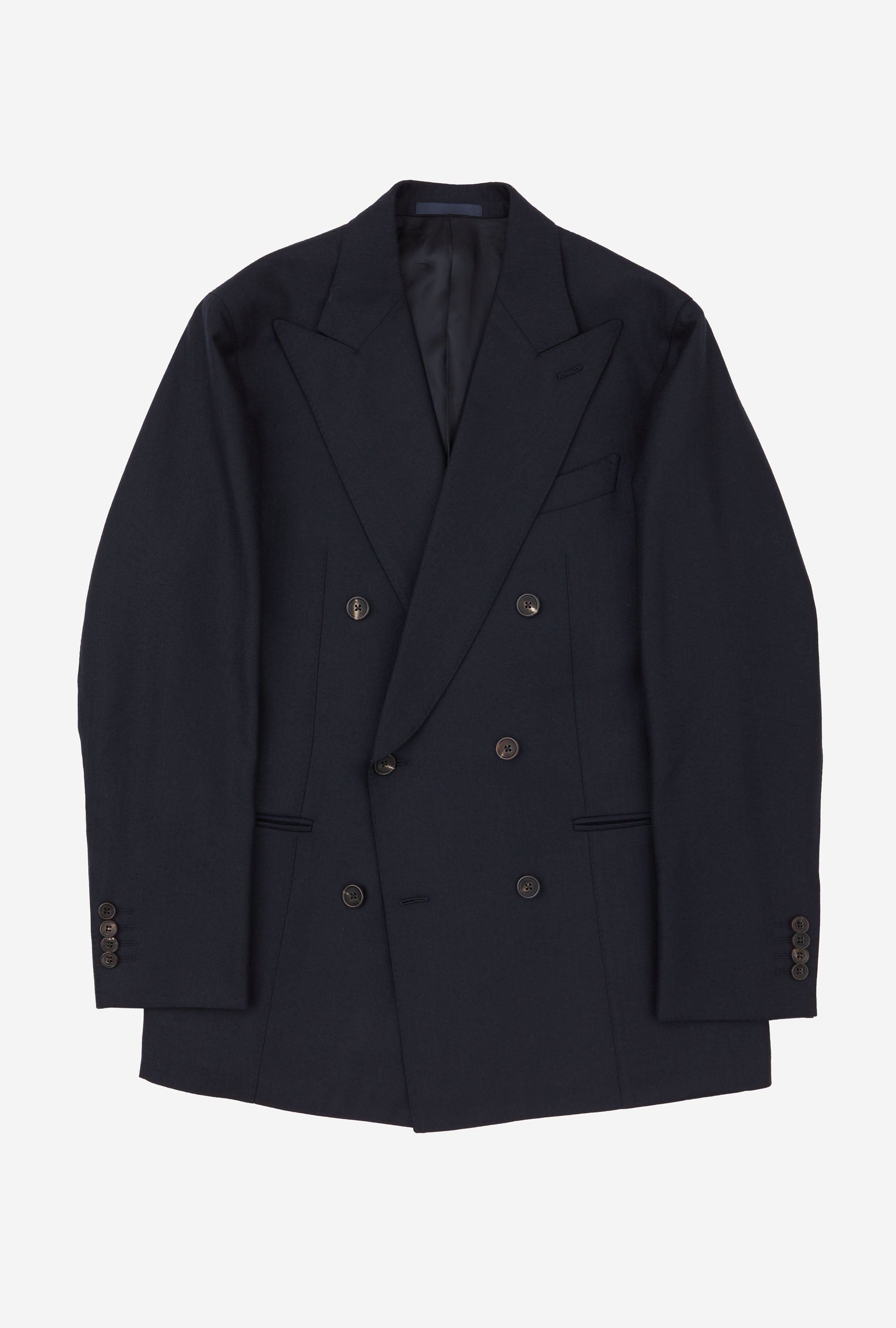 Suit Double Breasted Navy Wool Herringbone