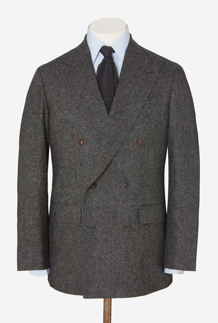 Suit Double Breasted Charcoal Nailhead Flannel