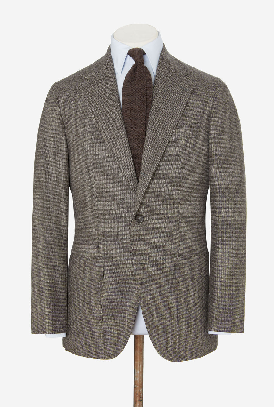 Suit Single Breasted Taupe Nailhead Flannel