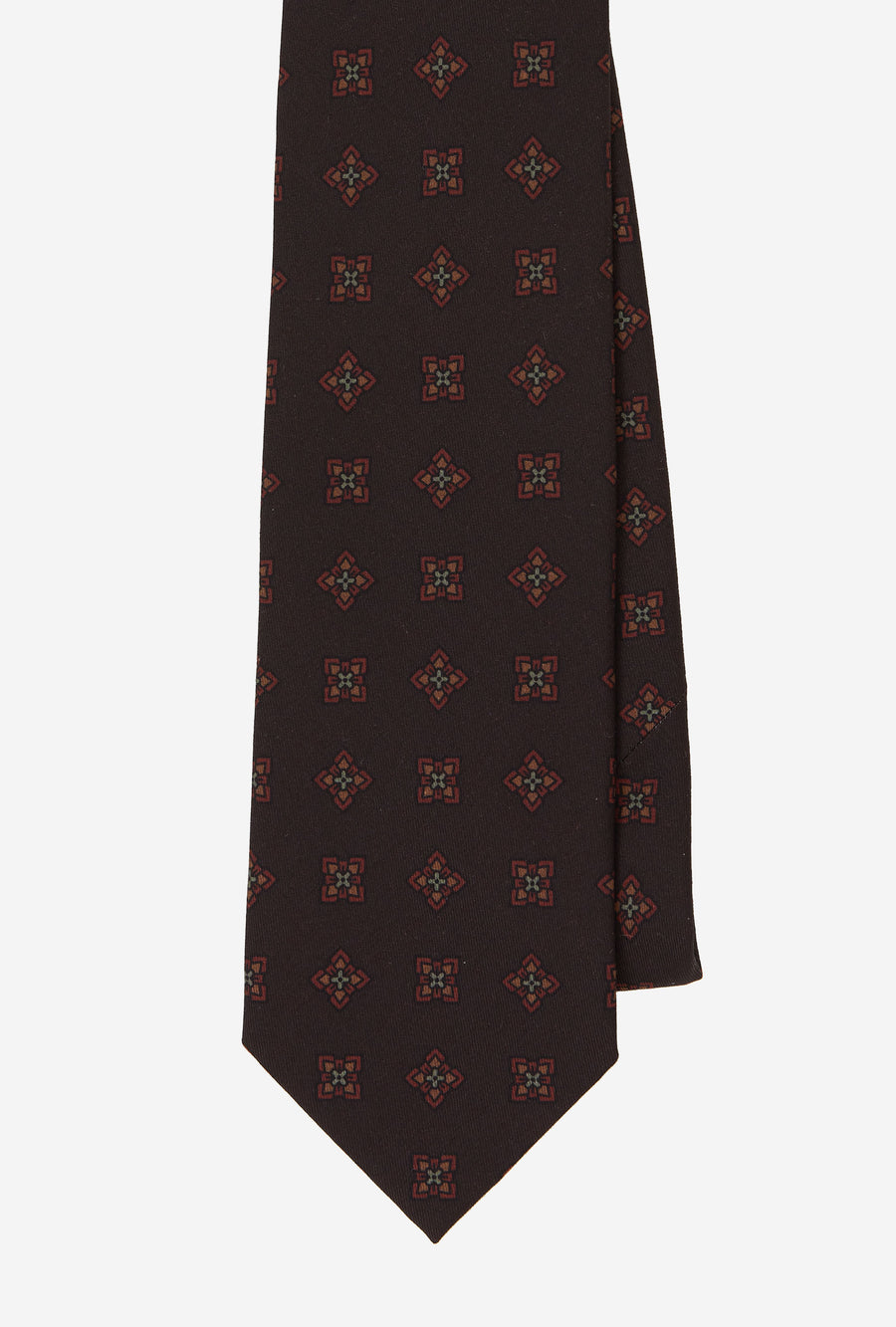 Silk Tie Geometric Espresso Rust Sage