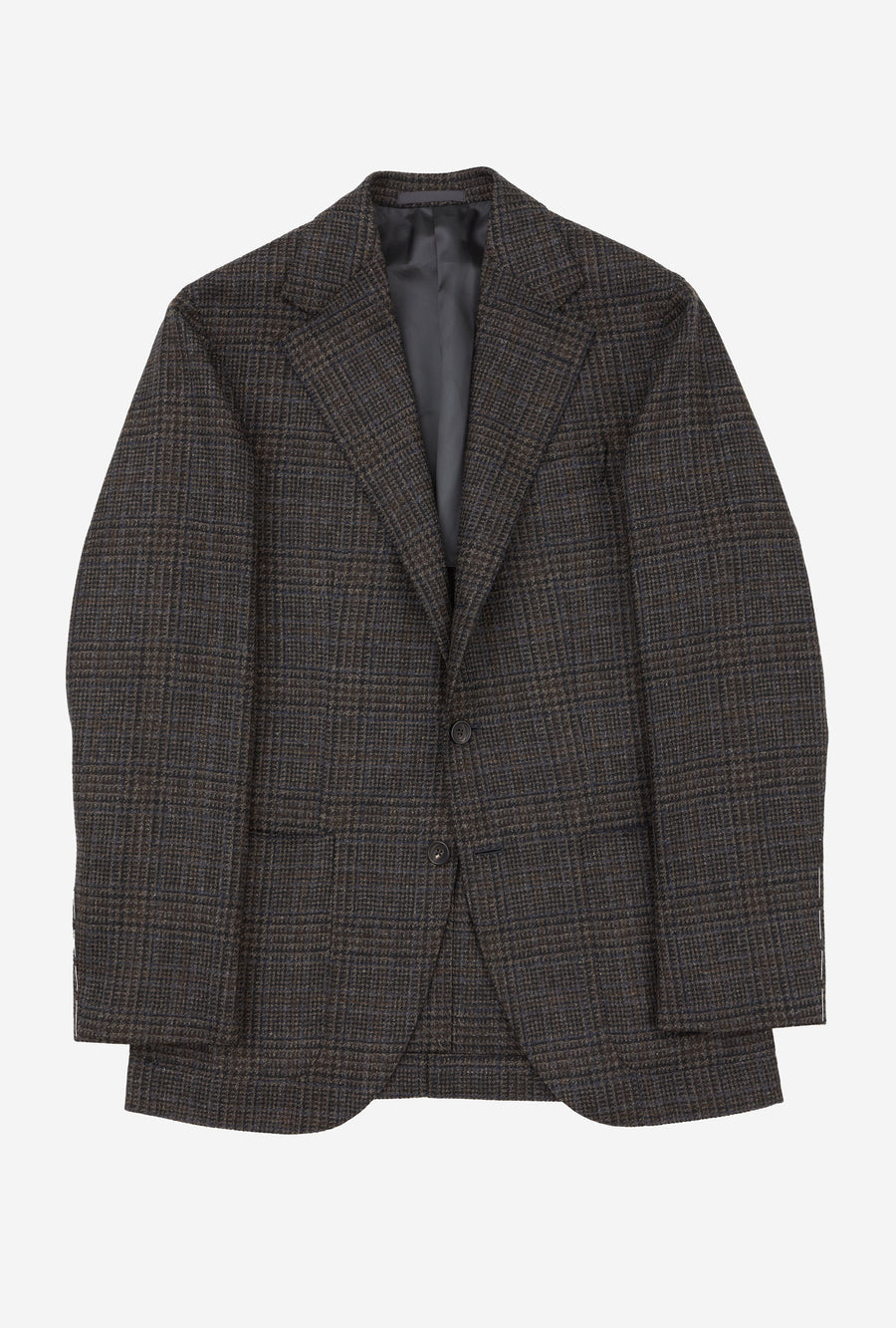 Sport Jacket Wool Cashmere Brown Blue Overcheck