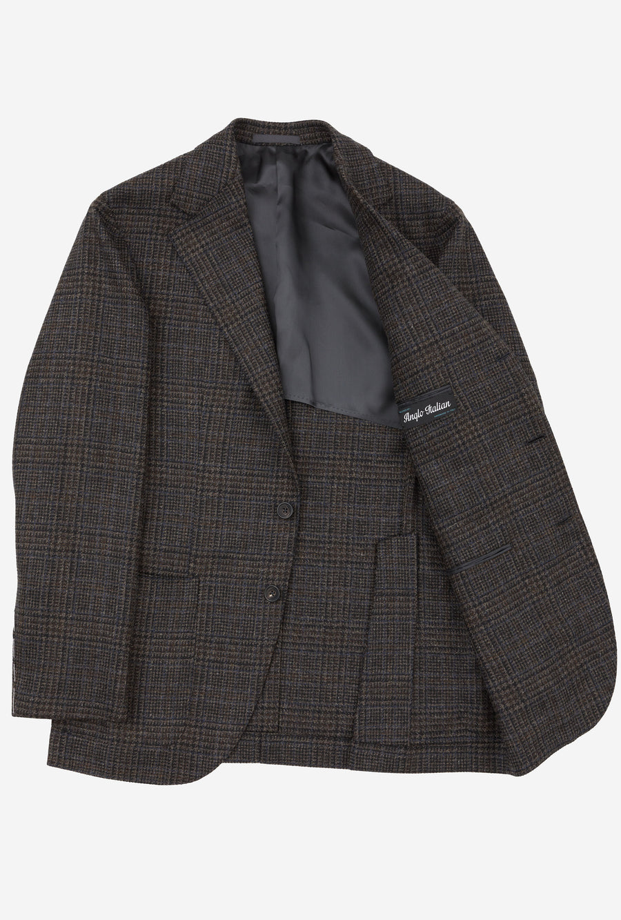 Sport Jacket Wool Cashmere Brown Blue Overcheck