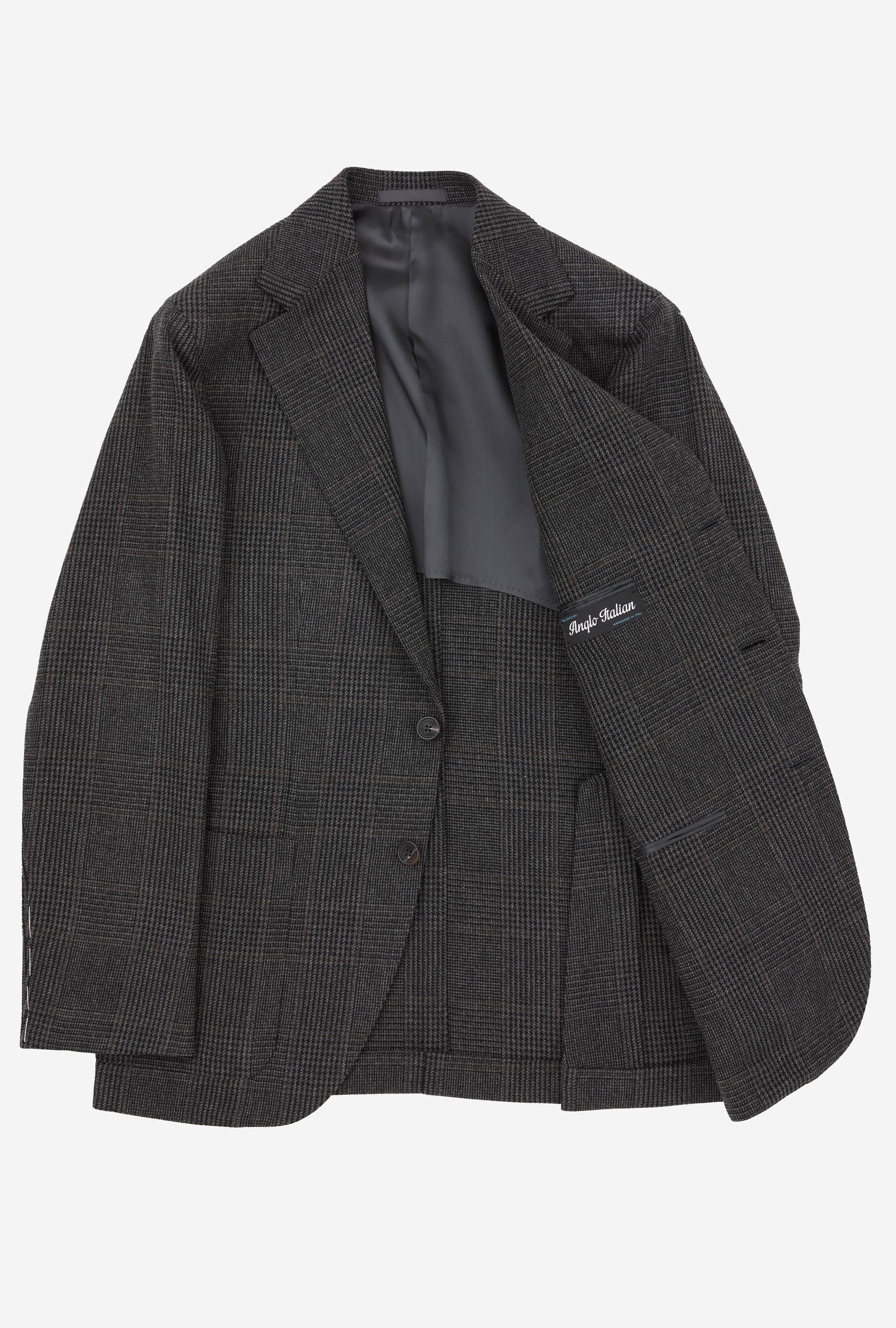 Sport Jacket Wool Charcoal Glen Plaid Maroon Overcheck