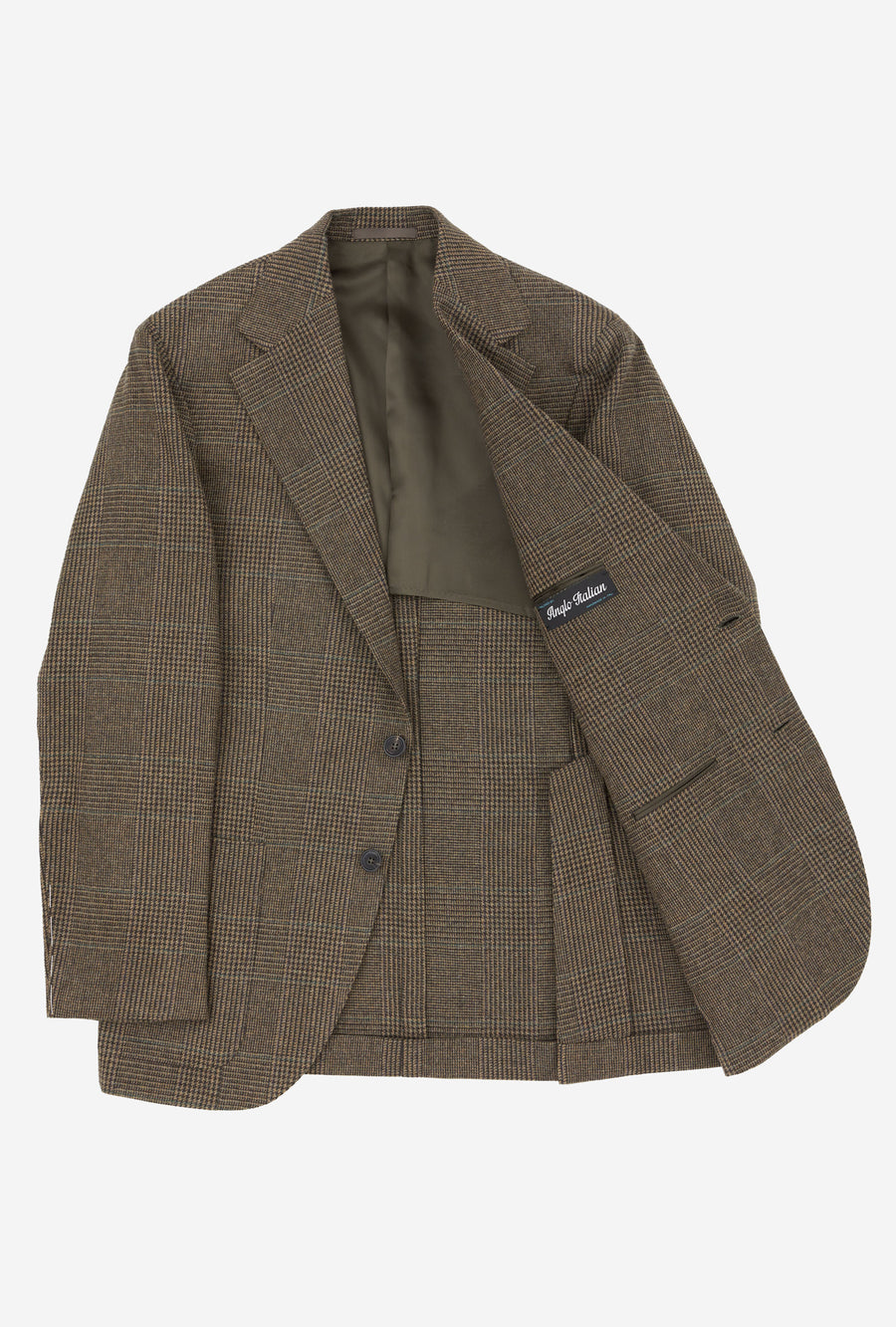 Sport Jacket Wool Cashmere Sand Green Glen Plaid