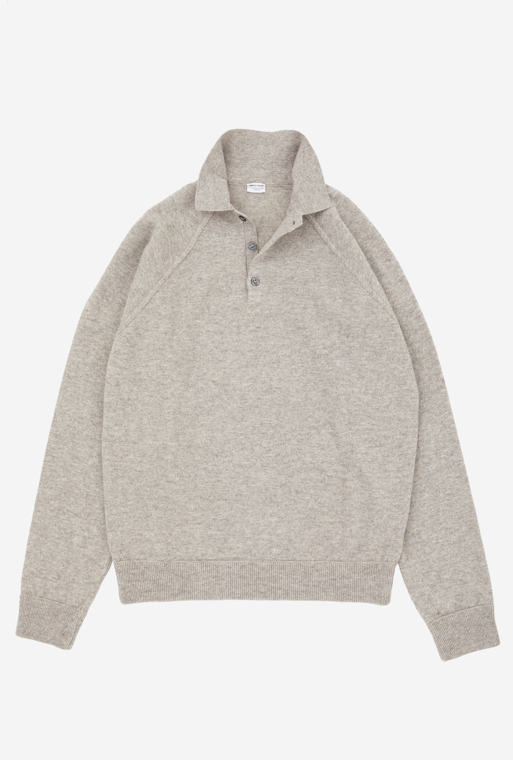 Raglan Sleeve Polo Wool-Cashmere Biscuit