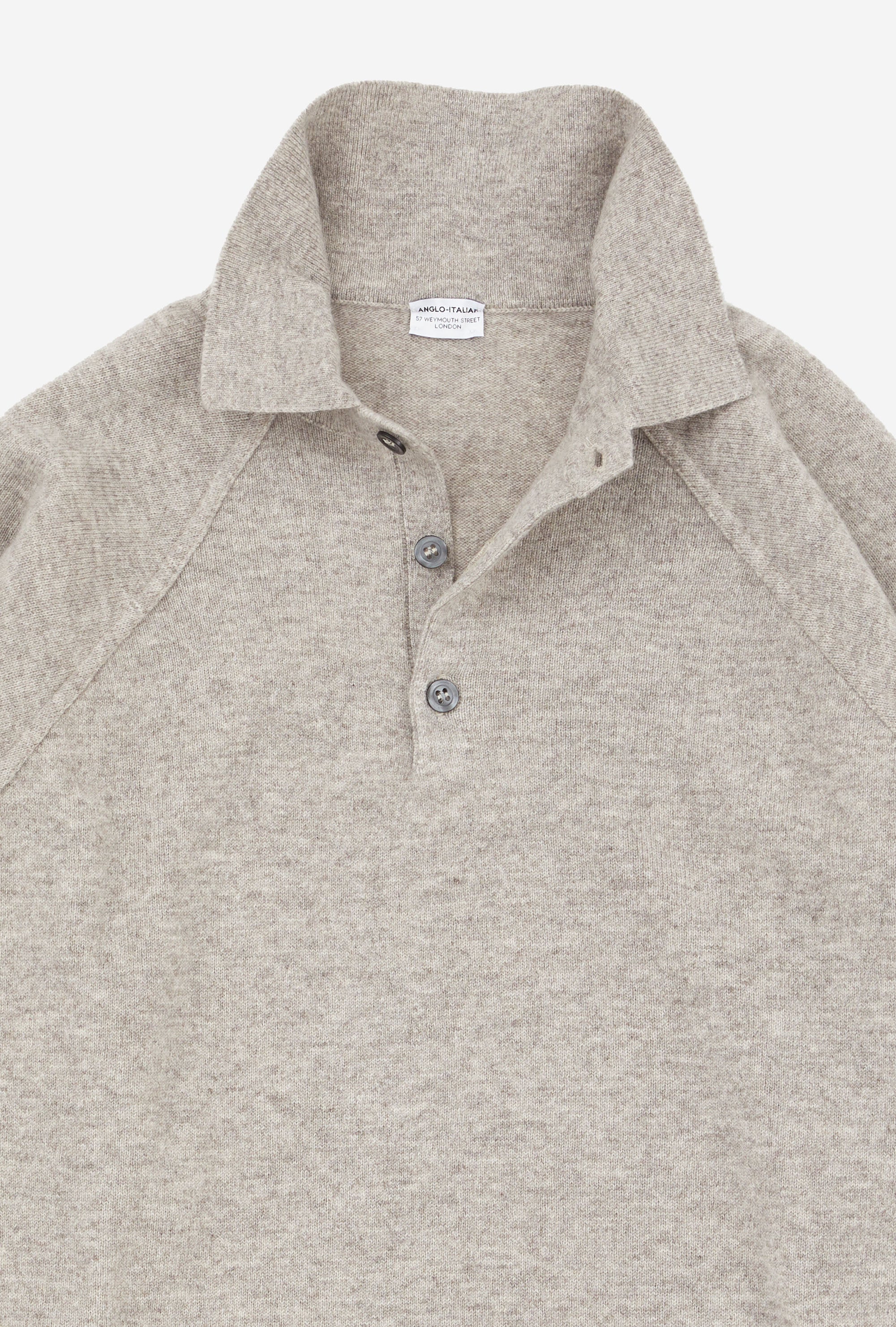 Raglan Sleeve Polo Wool-Cashmere Biscuit