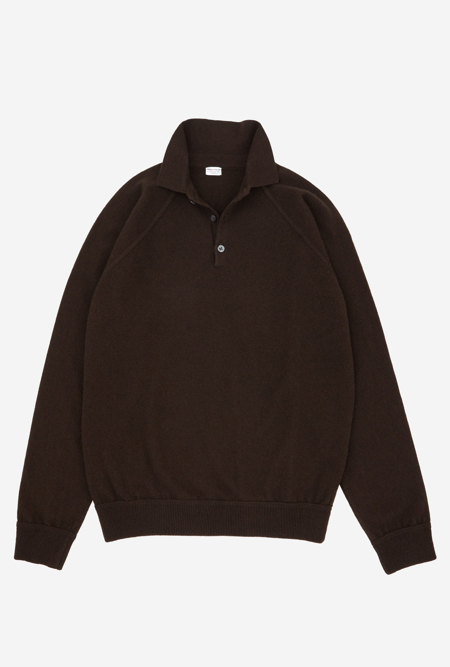 Raglan Sleeve Polo Wool-Cashmere Brown