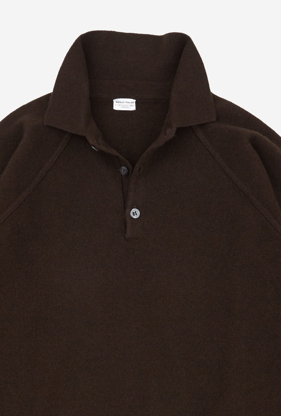 Raglan Sleeve Polo Wool-Cashmere Brown