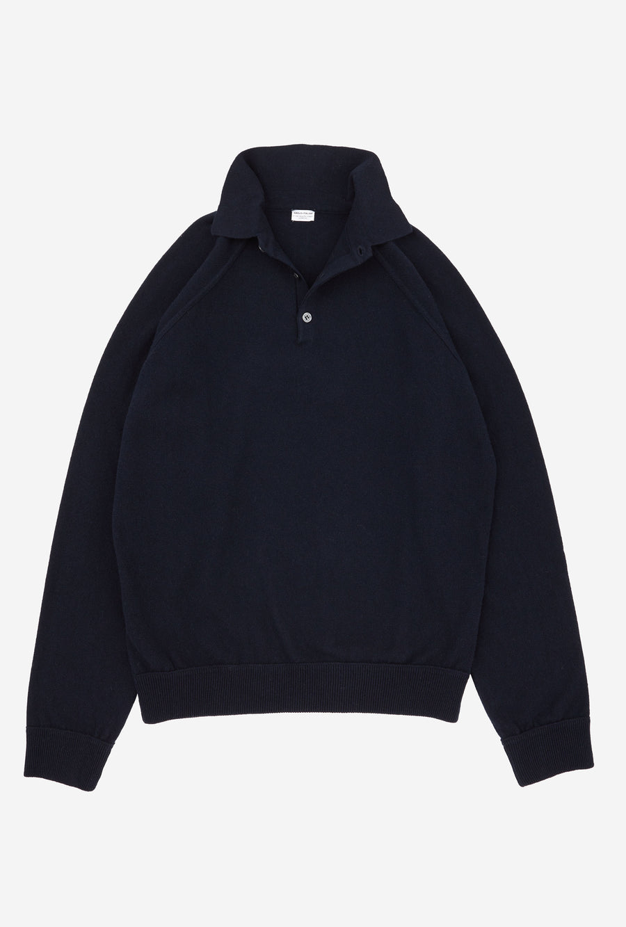 Raglan Sleeve Polo Wool-Cashmere Navy