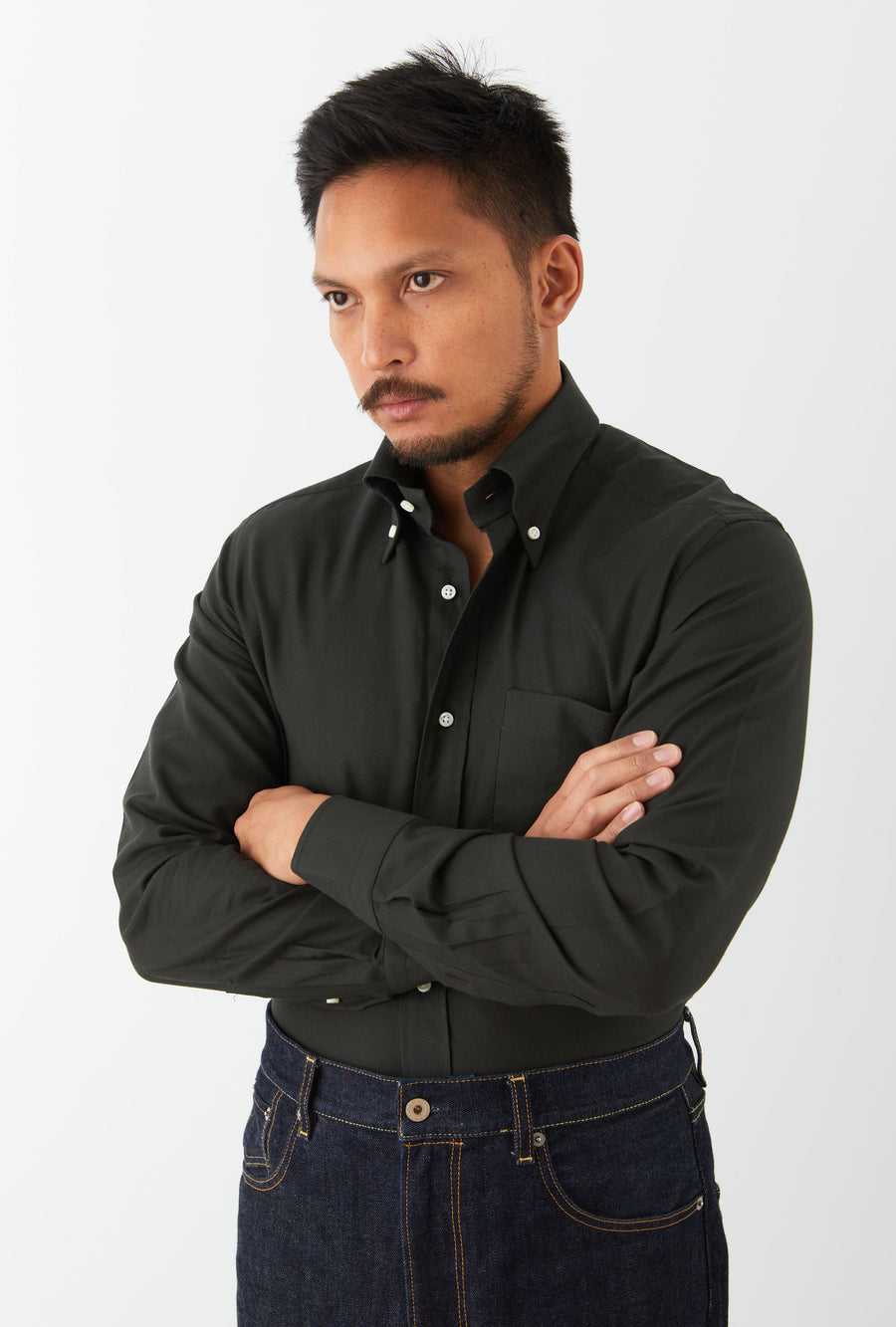Button Down Sport Shirt Brushed Twill Forest