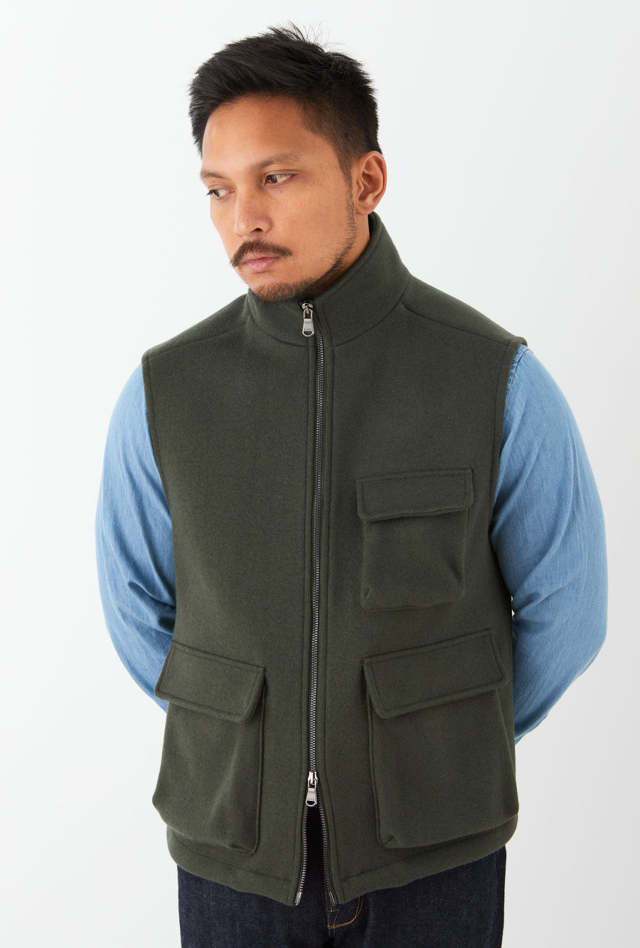 Gilet Wool Jersey Forest