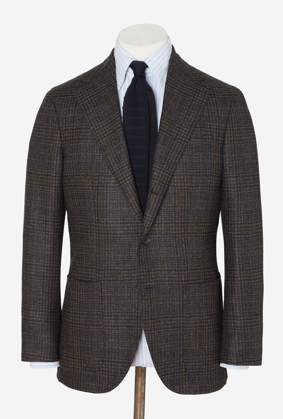 Sport Jacket Wool Cashmere Brown Blue Overcheck