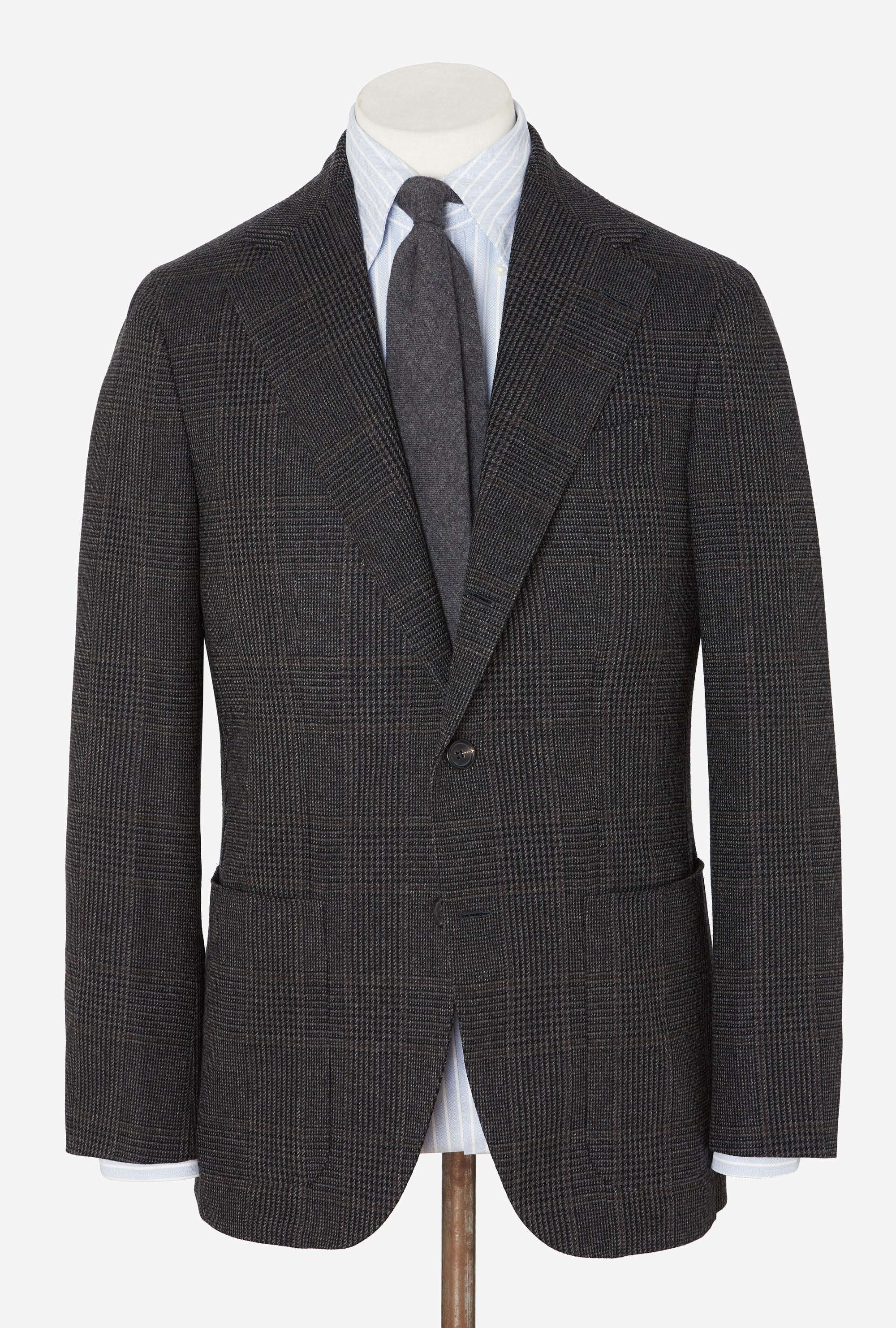 Sport Jacket Wool Charcoal Glen Plaid Maroon Overcheck
