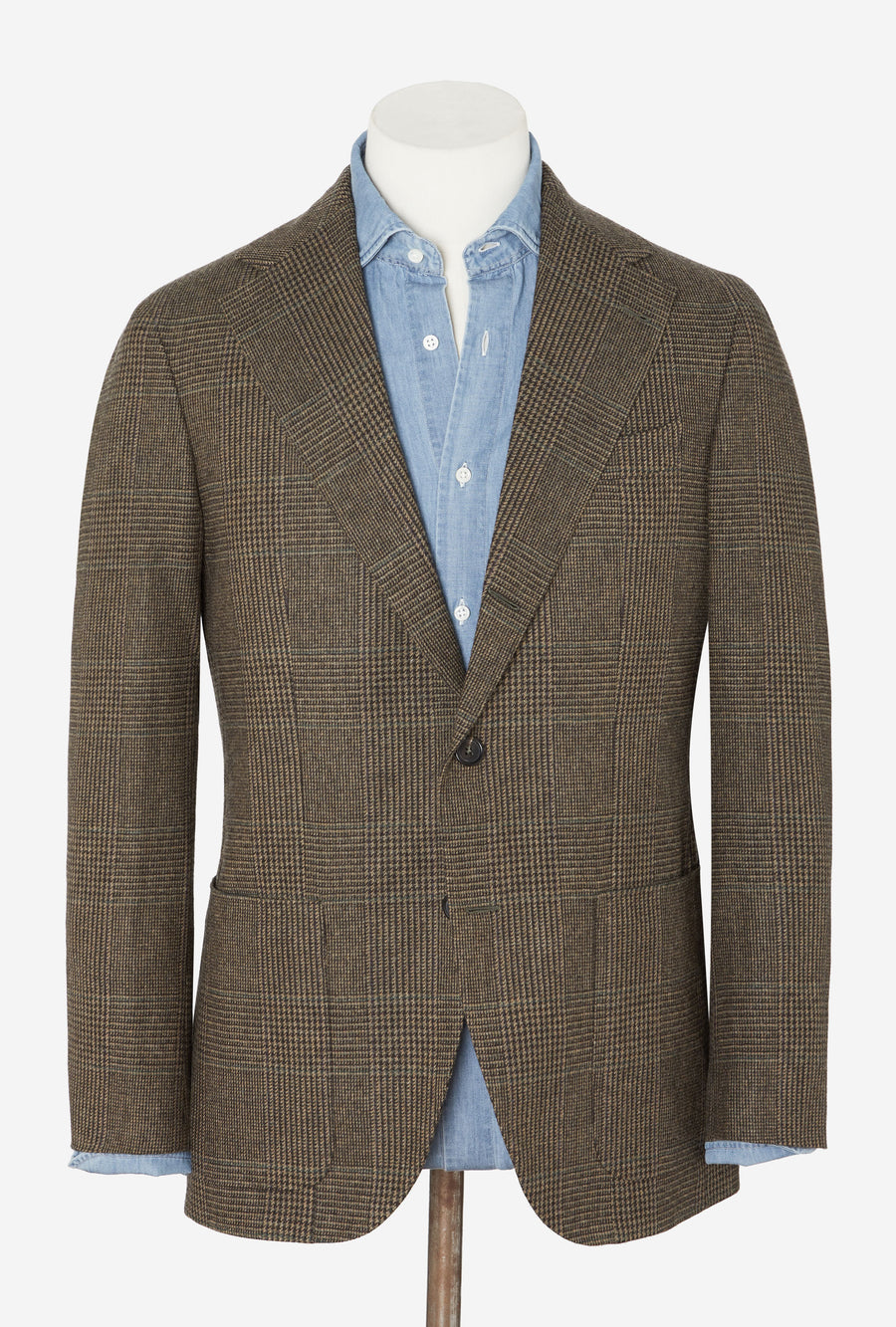 Sport Jacket Wool Cashmere Sand Green Glen Plaid