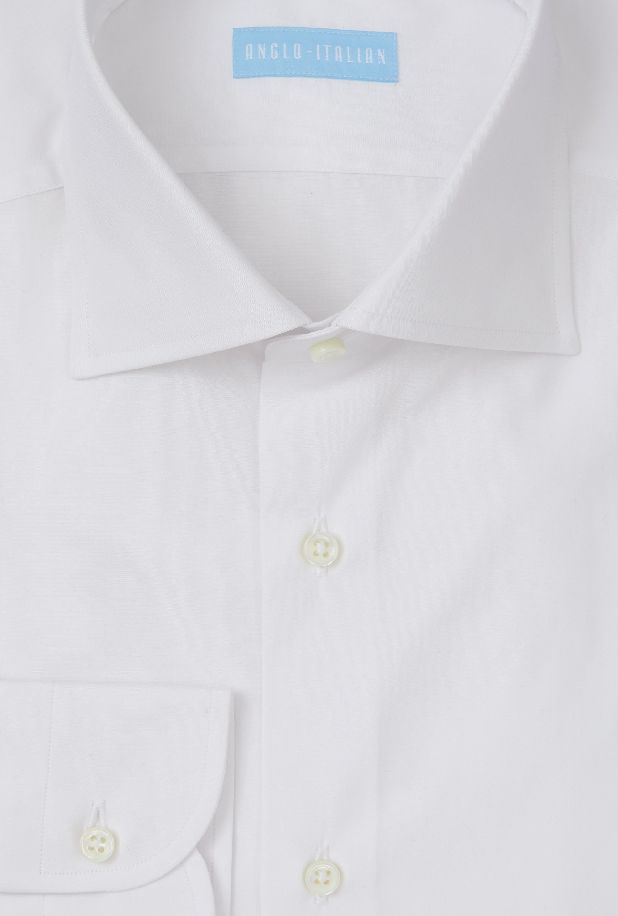 Spread Collar Shirt Cotton Poplin White