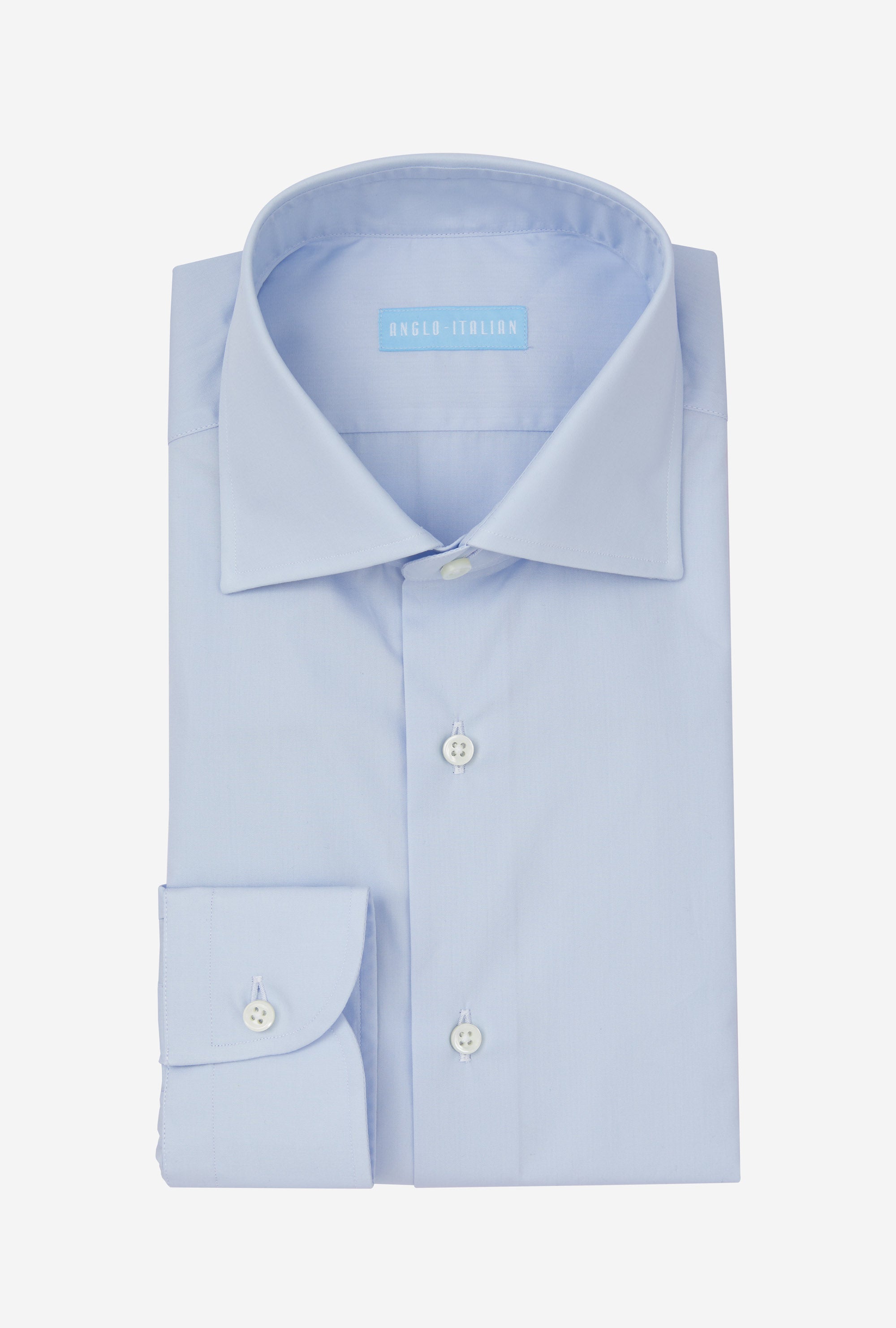 Spread Collar Shirt Cotton Poplin Sky Blue