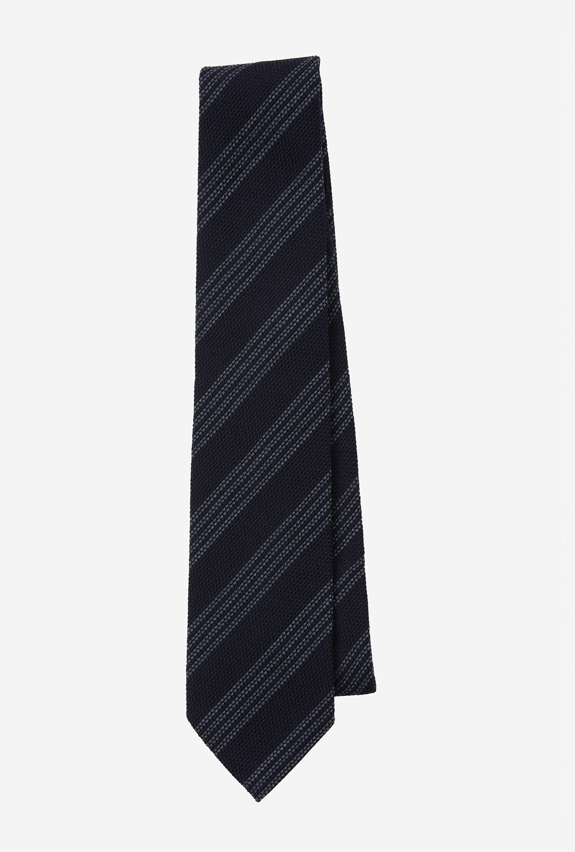 Tie Grenadine Navy Grey Multi Stripe
