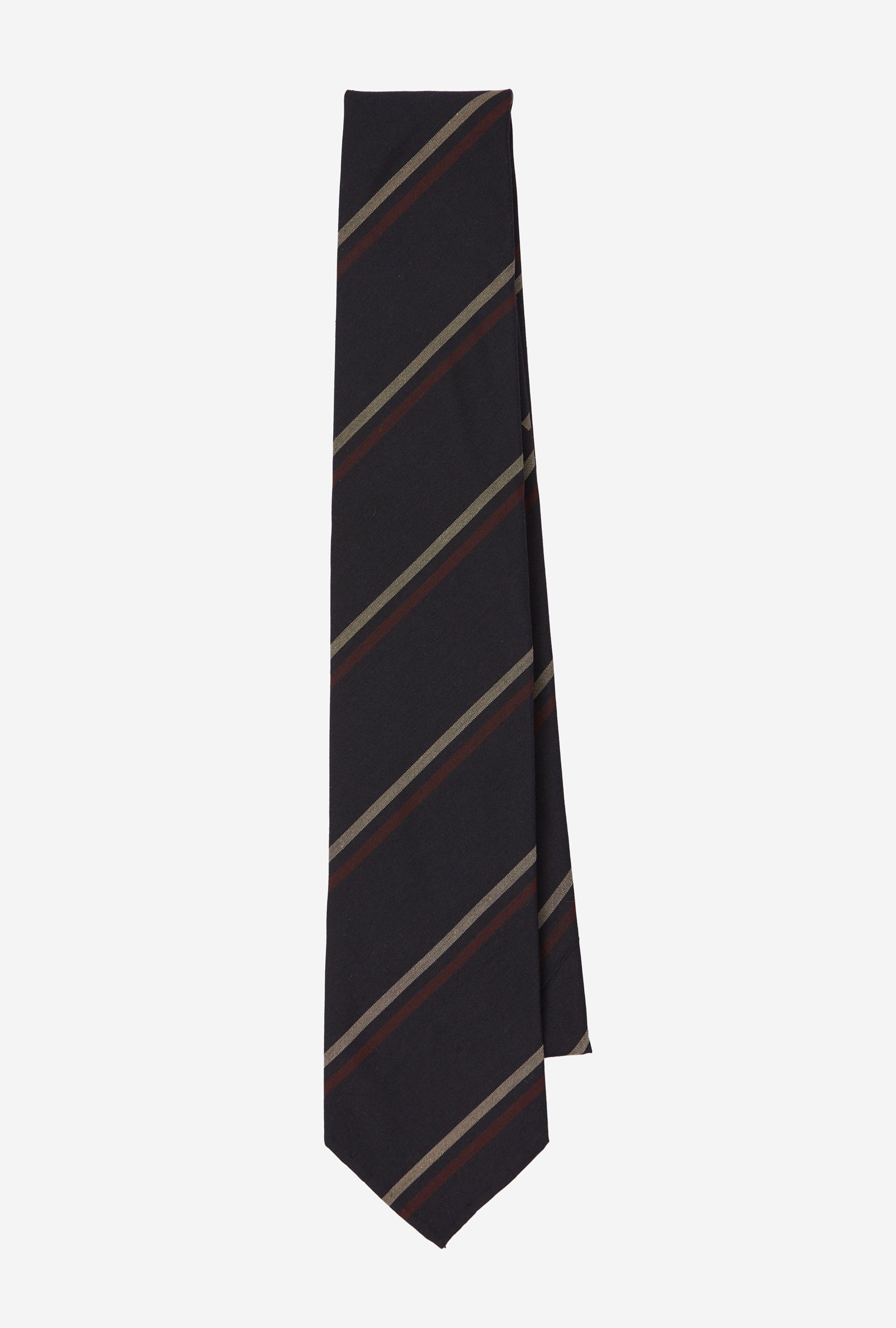 Dry Silk Tie Navy Red Gold Stripe