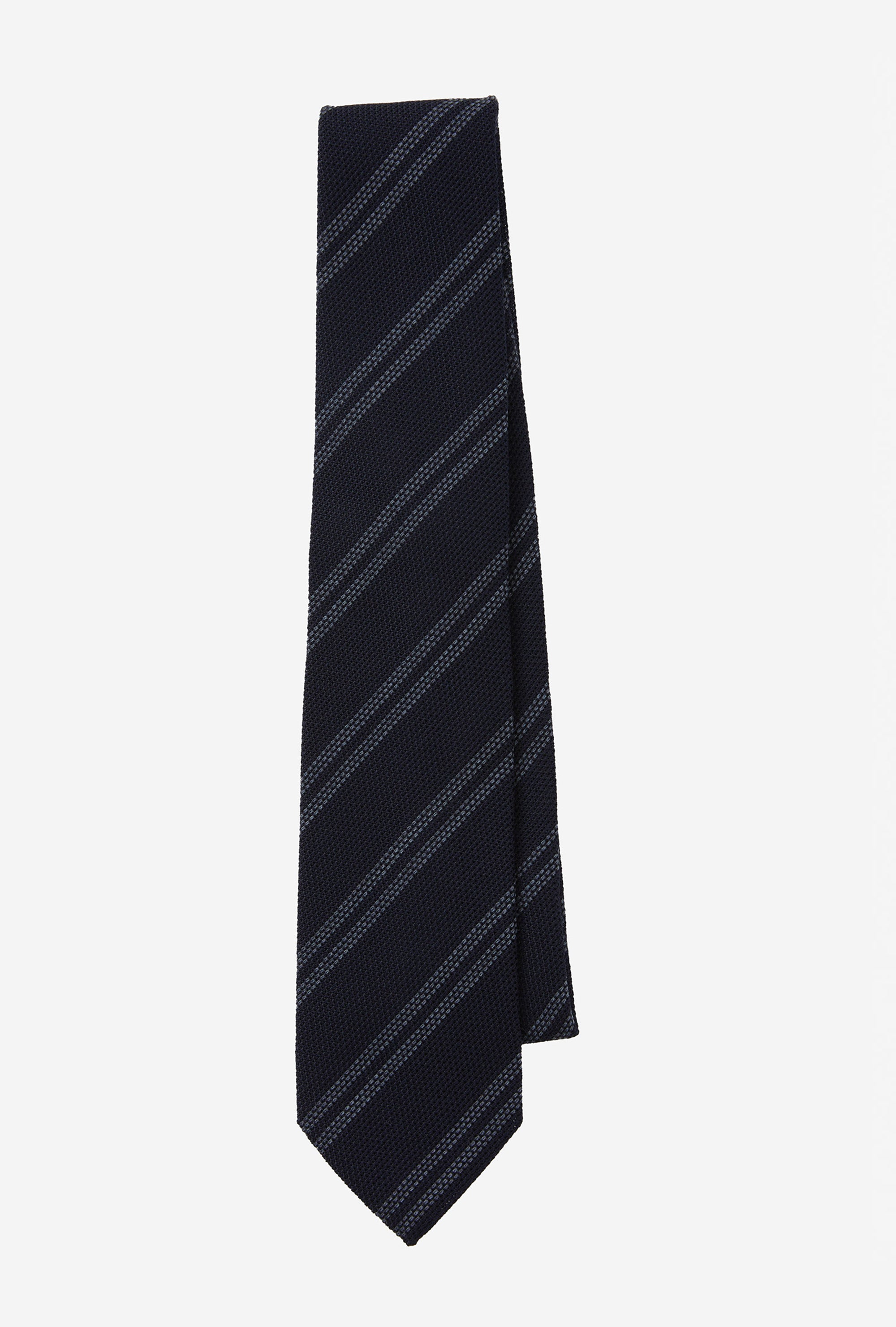 Tie Grenadine Navy Grey Double Stripe