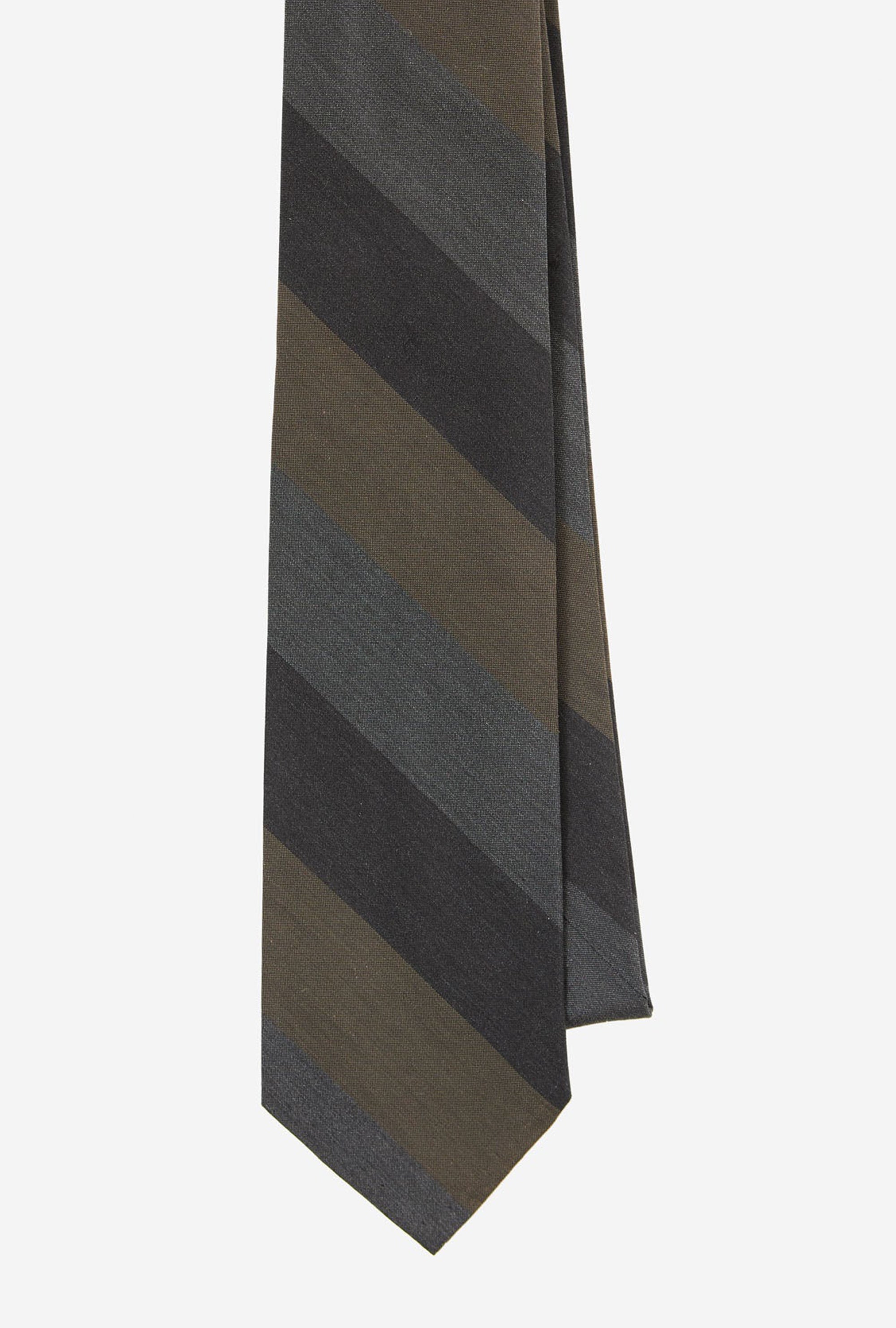 Dry Silk Tie Wide Stripe Black Grey Gold