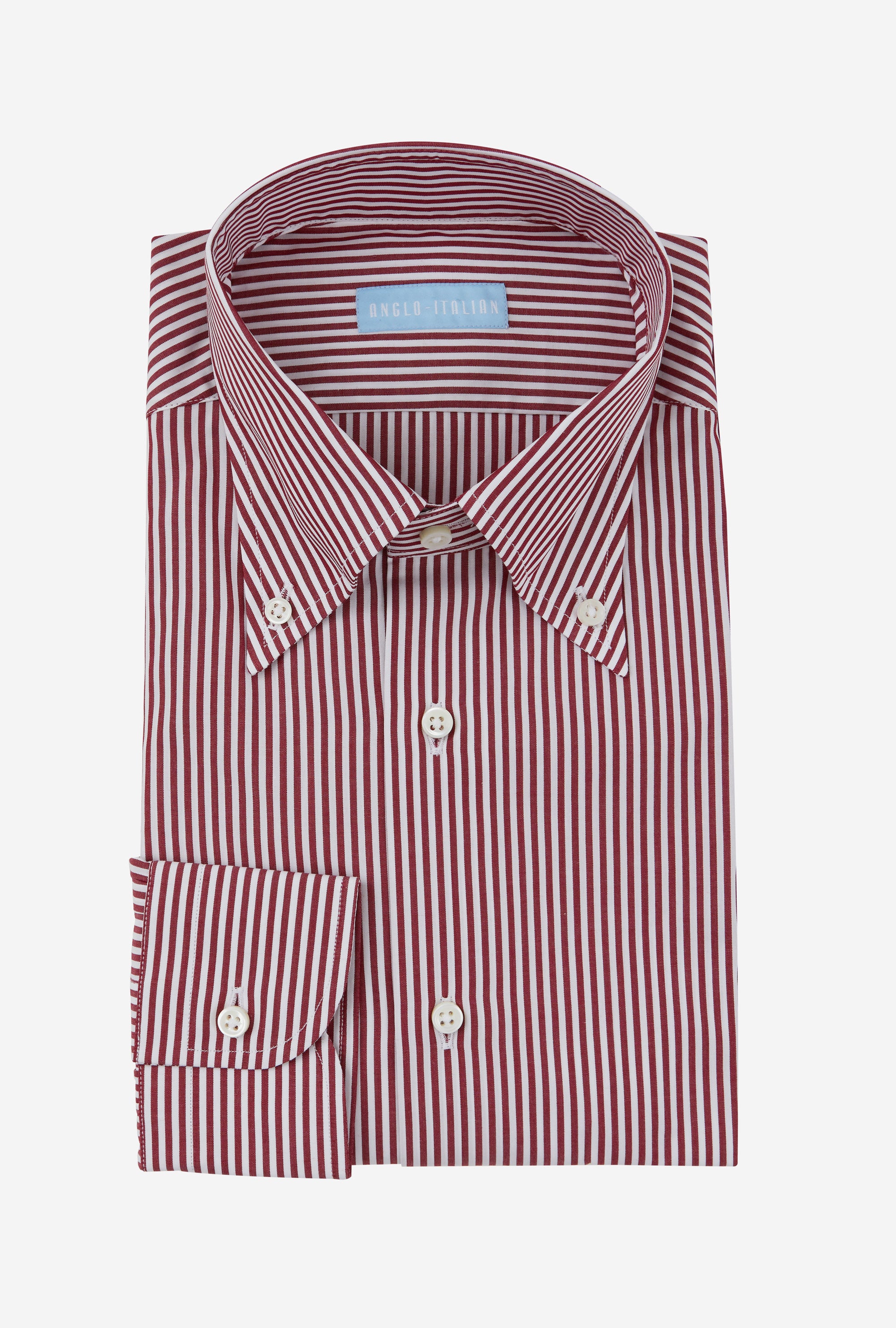 Button Down Cotton Poplin Shirt Red Stripe