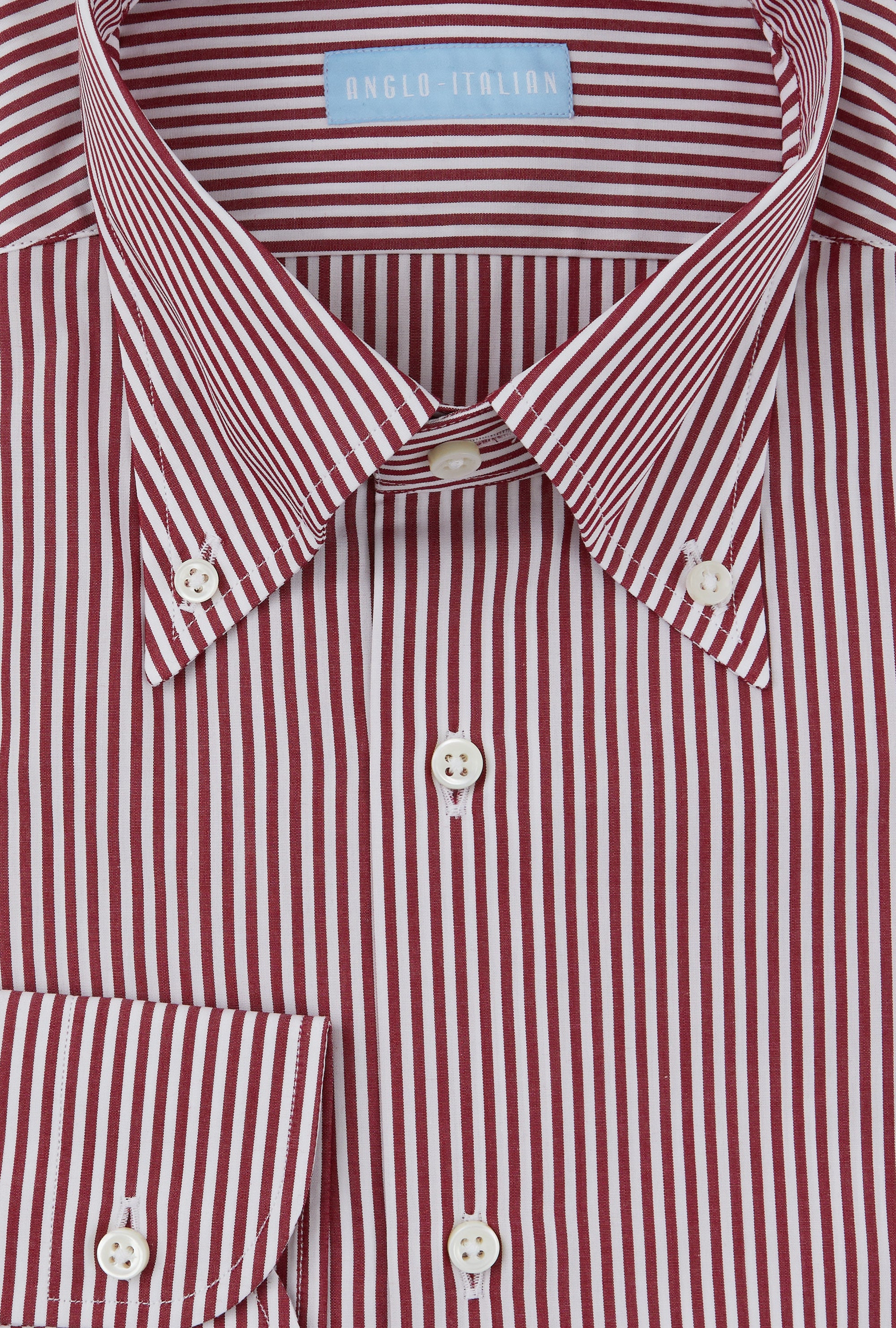 Button Down Cotton Poplin Shirt Red Stripe