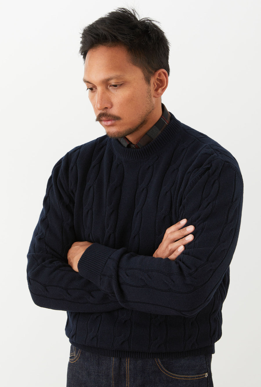 Cableknit Wool-Cashmere Navy